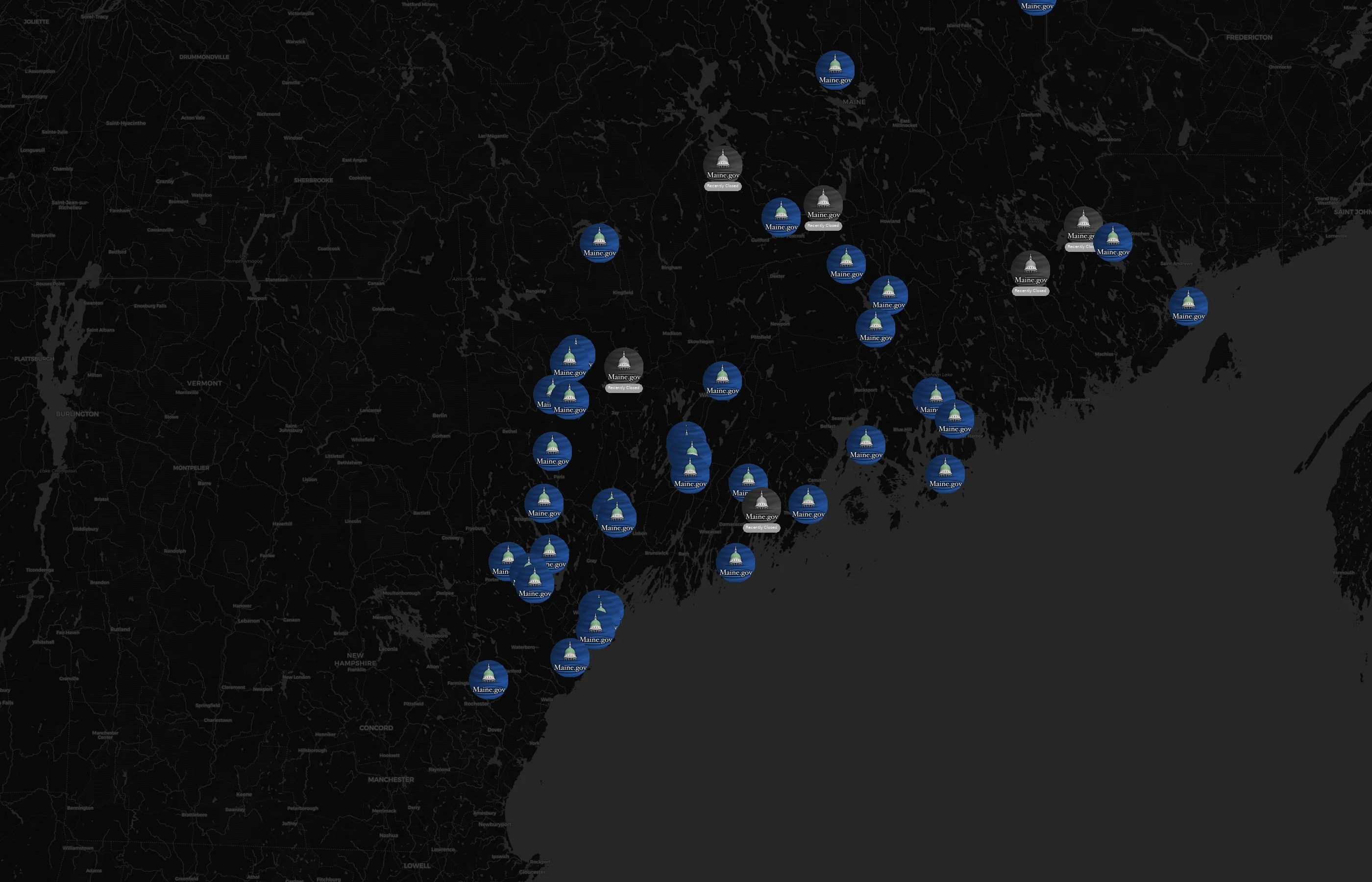 State of Maine city distribution