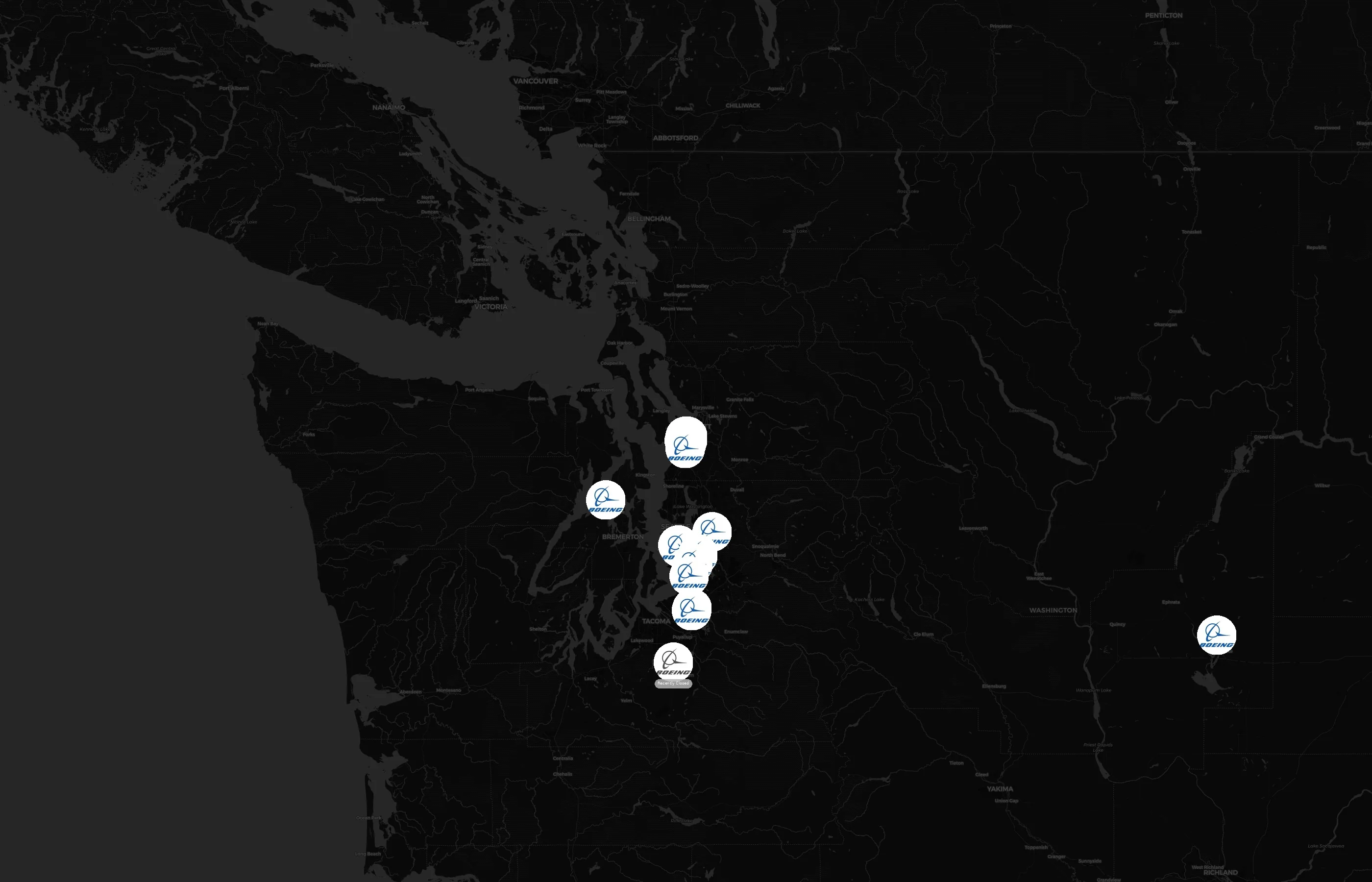 The Boeing Company city distribution