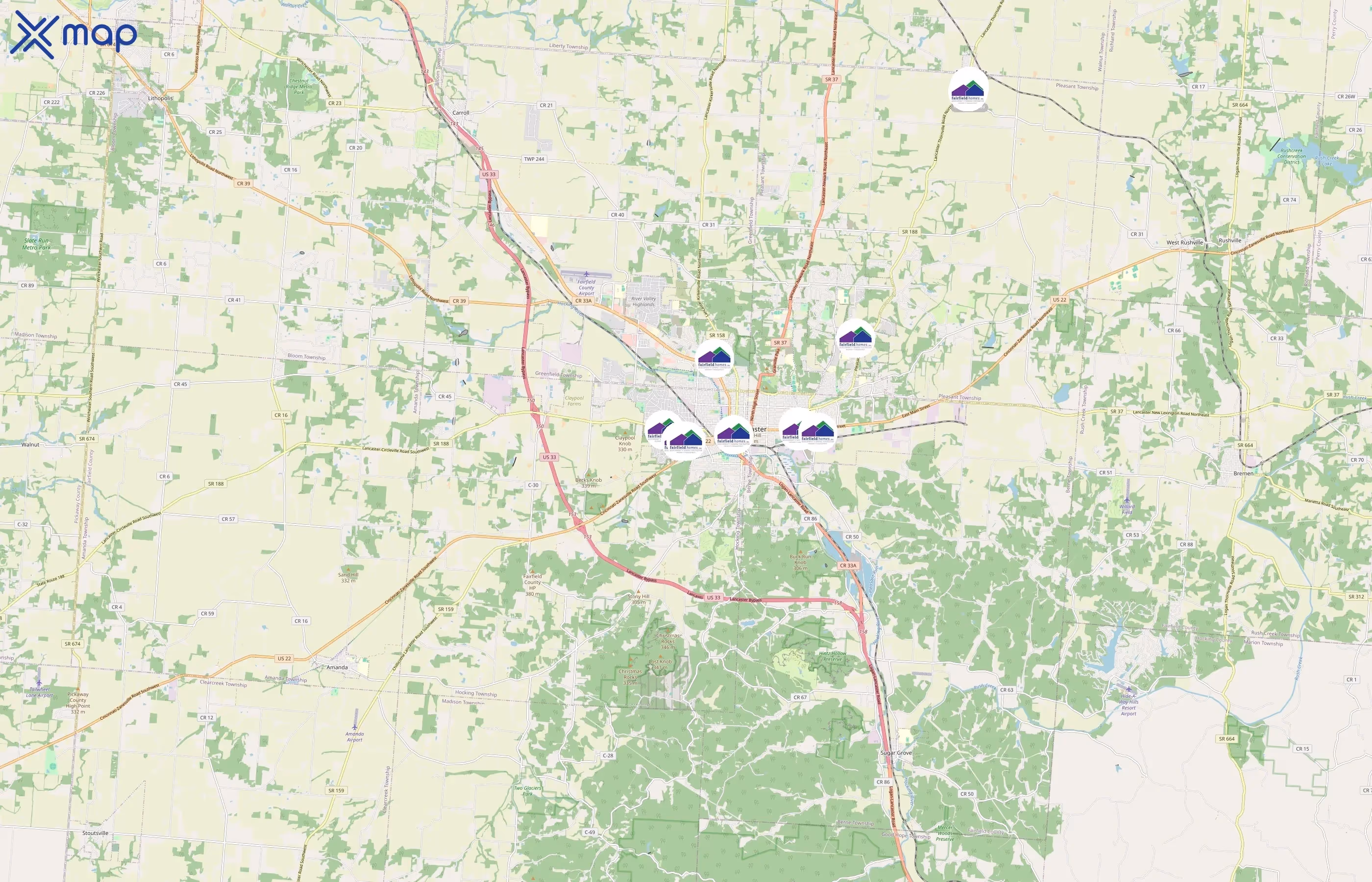 Fairfield Homes area coverage
