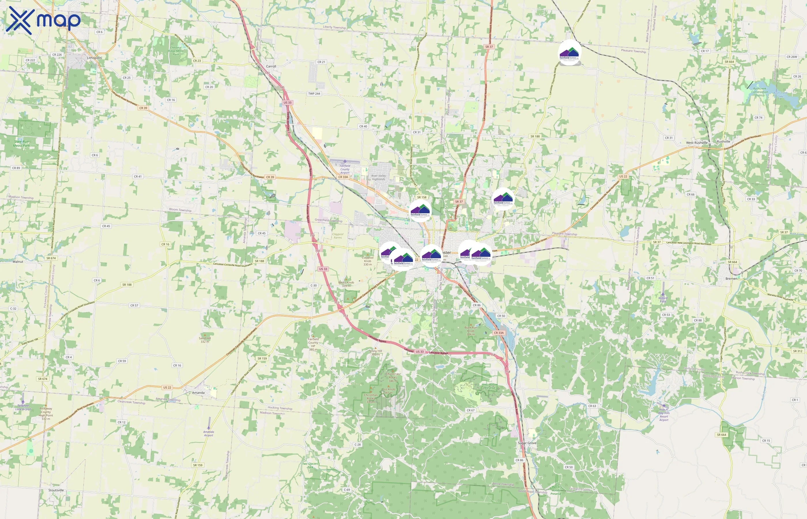 Fairfield Homes area coverage