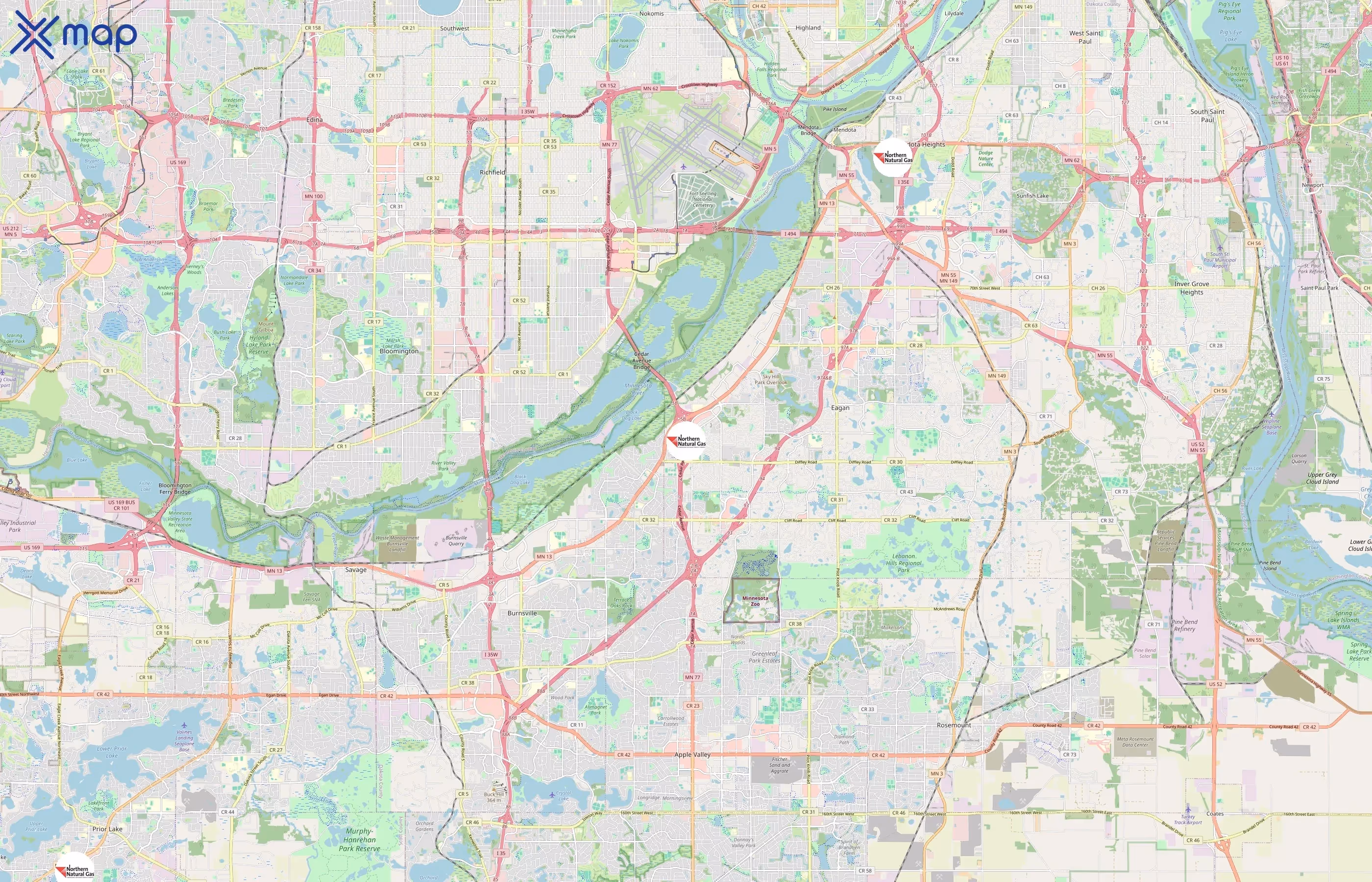 Northern Natural Gas area coverage