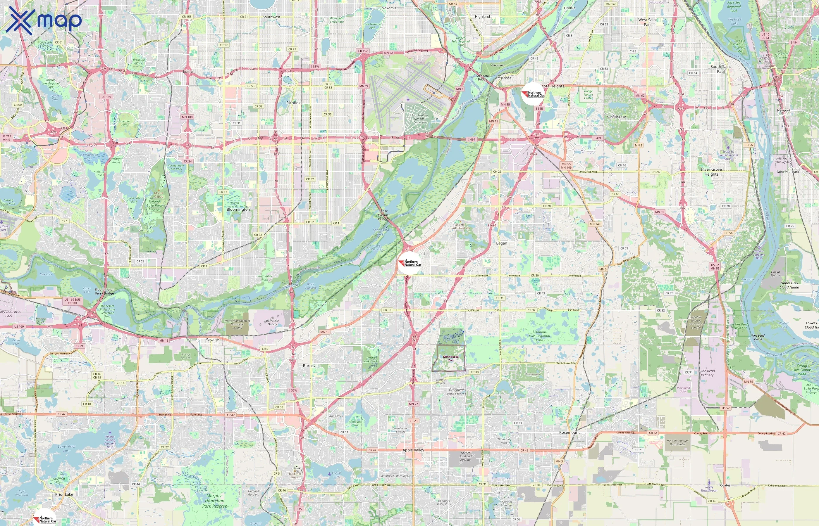 Northern Natural Gas area coverage