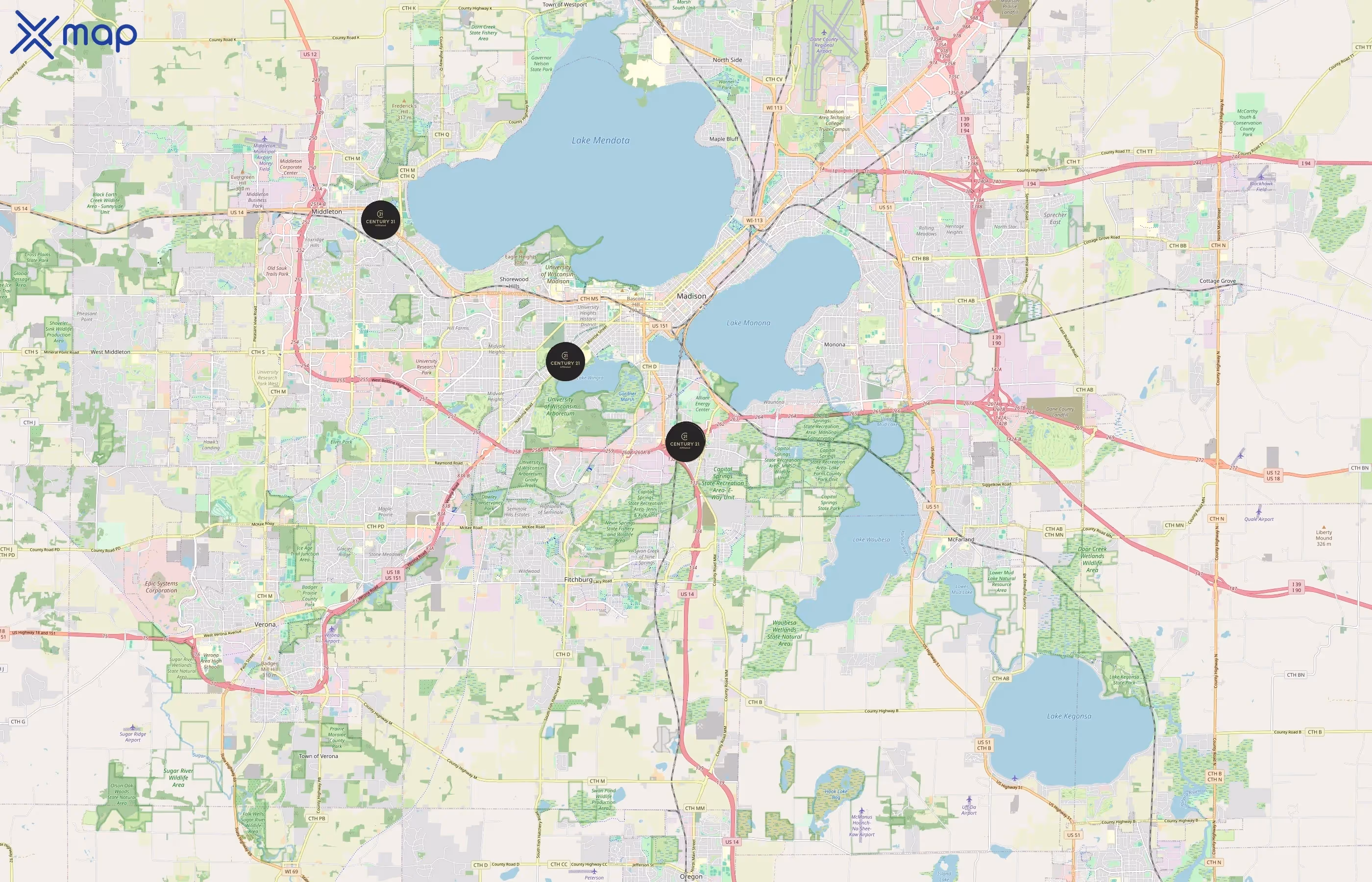 CENTURY 21 Affiliated area coverage