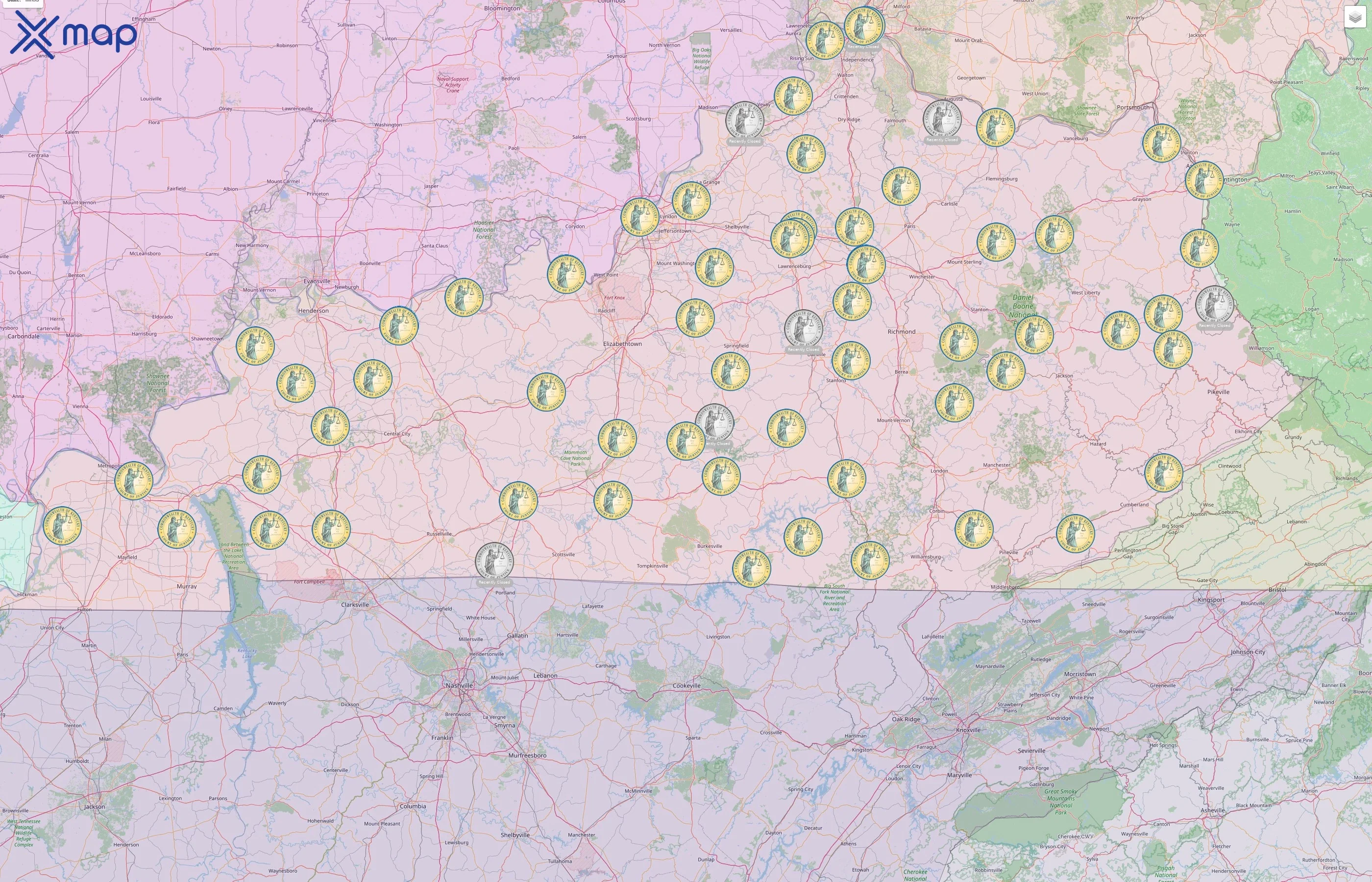 Kentucky Court System street hotspots