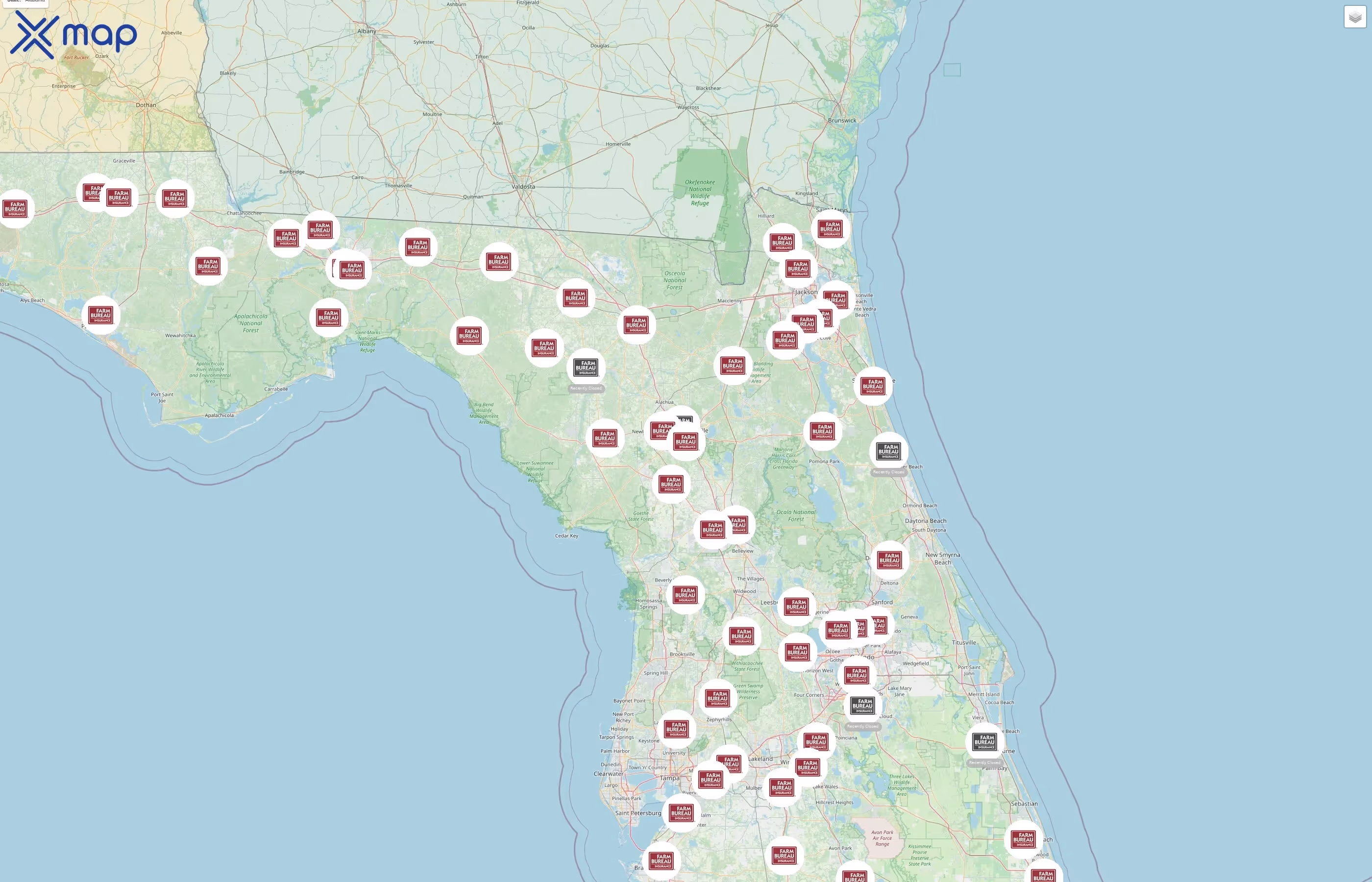Florida Farm Bureau Insurance street hotspots