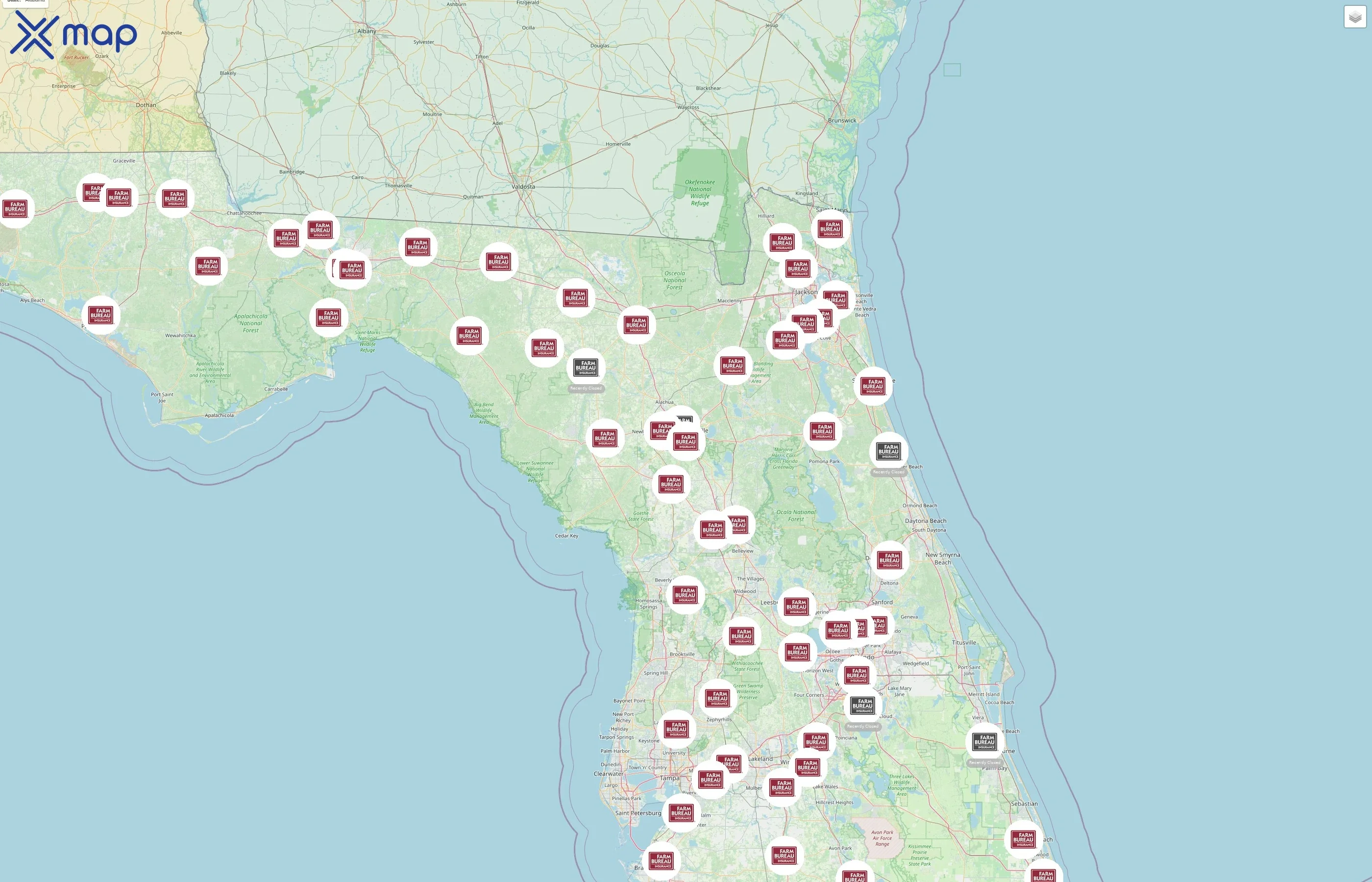 Florida Farm Bureau Insurance street hotspots