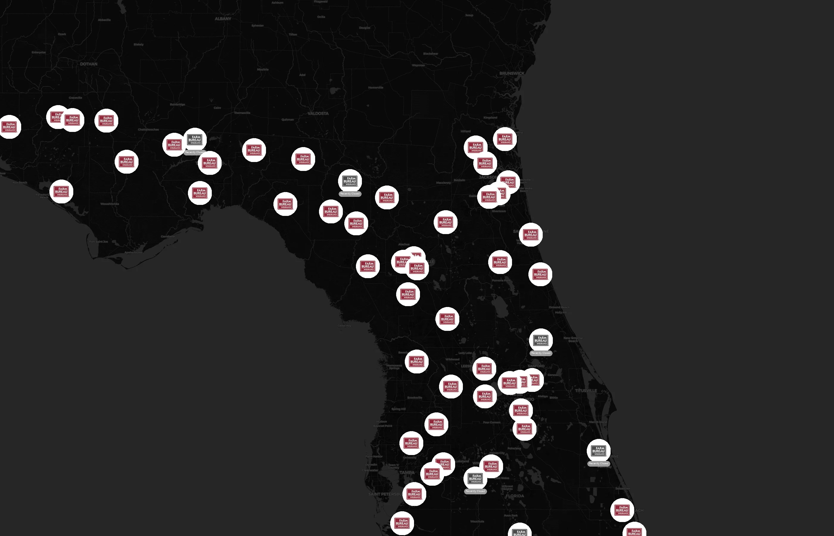 Florida Farm Bureau Insurance city distribution