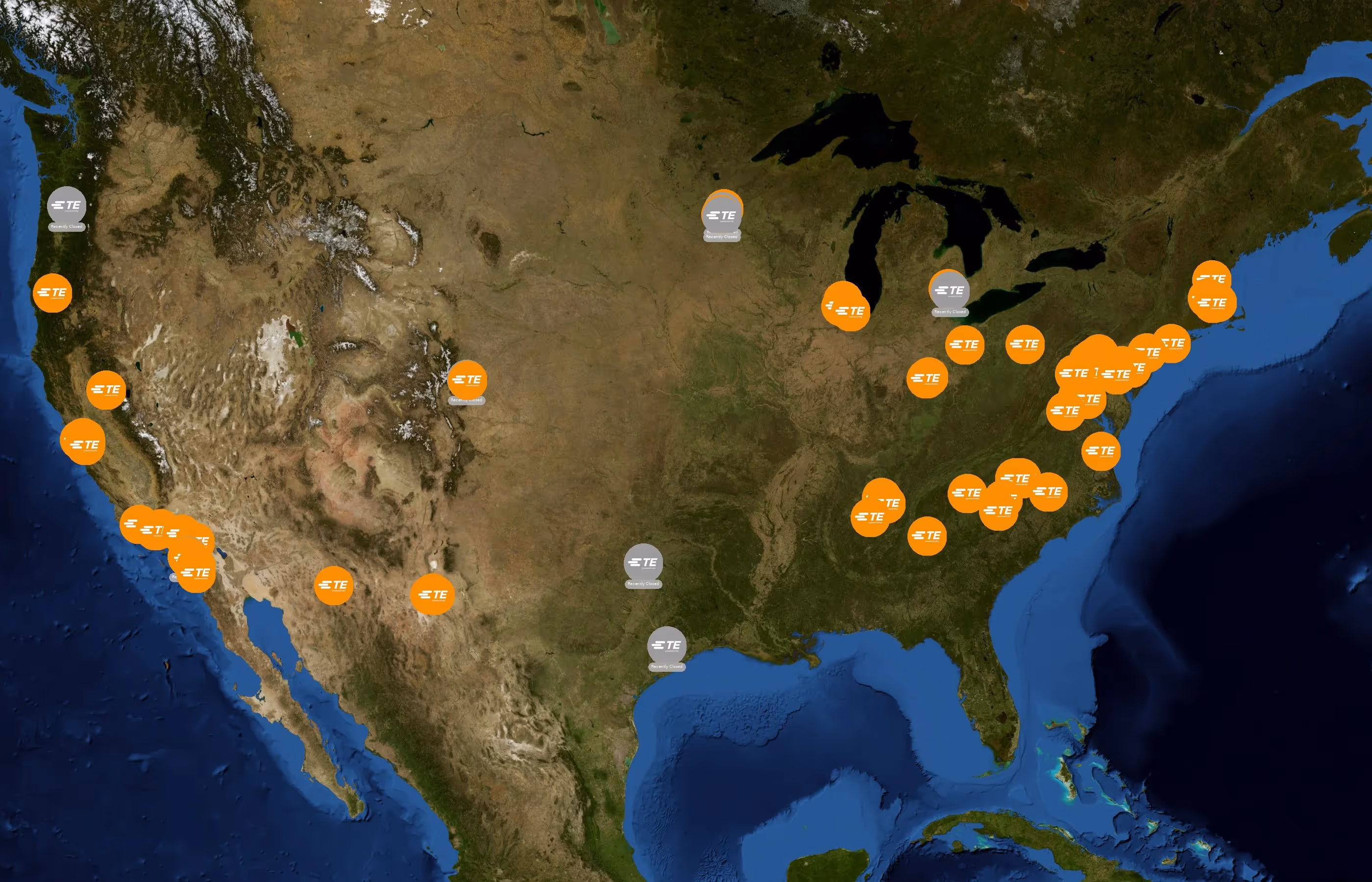 TE Connectivity state distribution