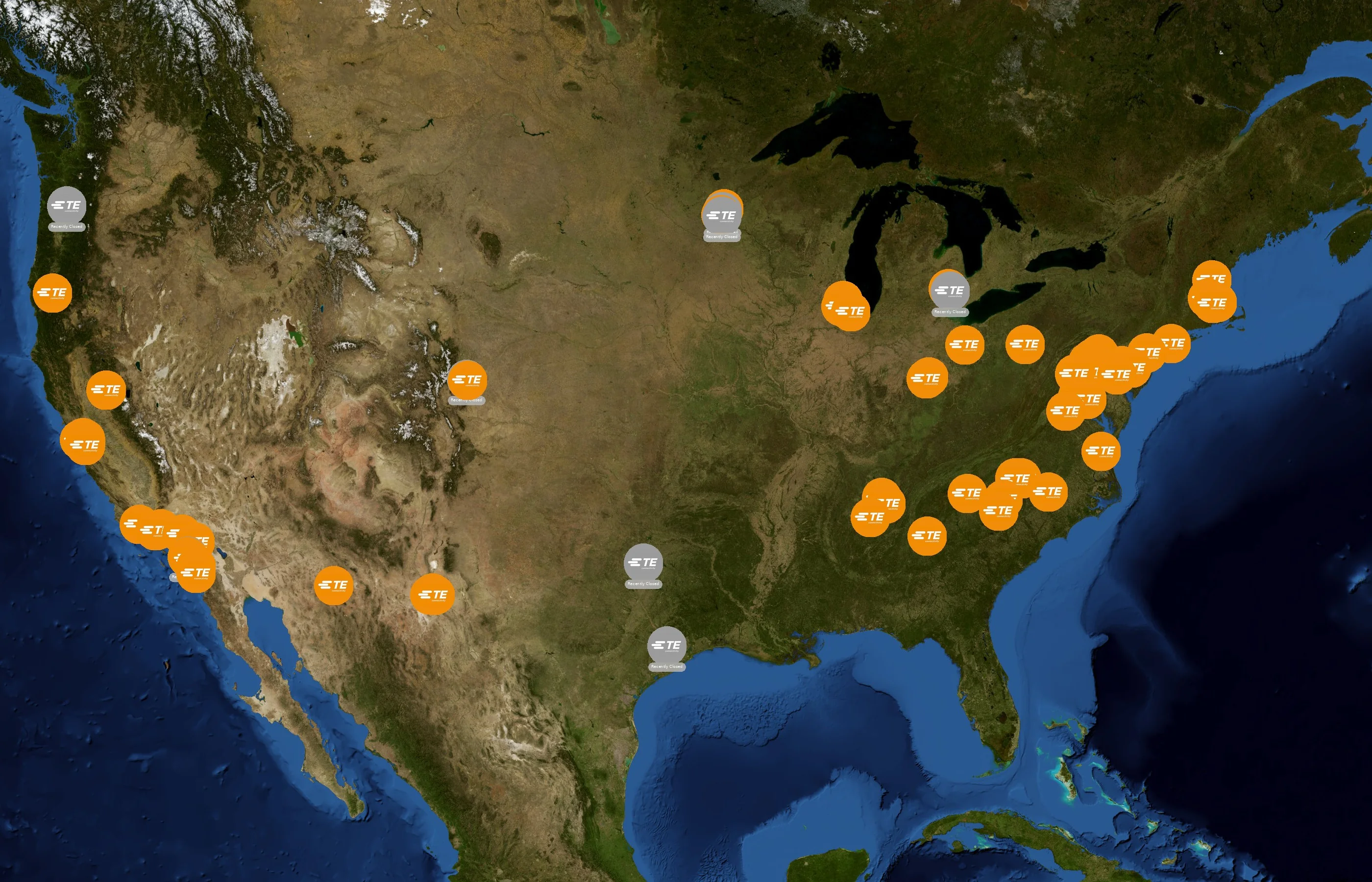 TE Connectivity state distribution