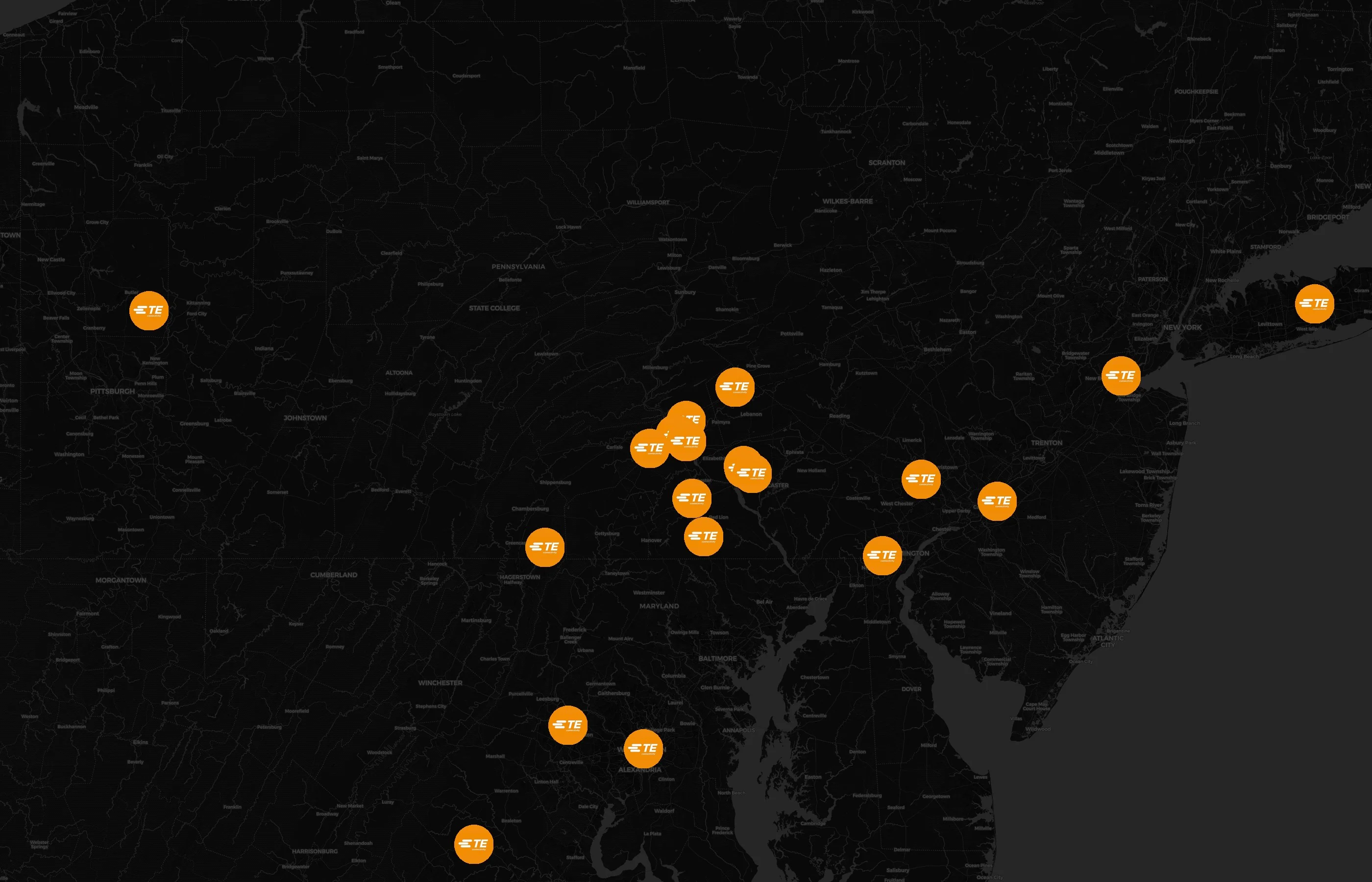 TE Connectivity city distribution