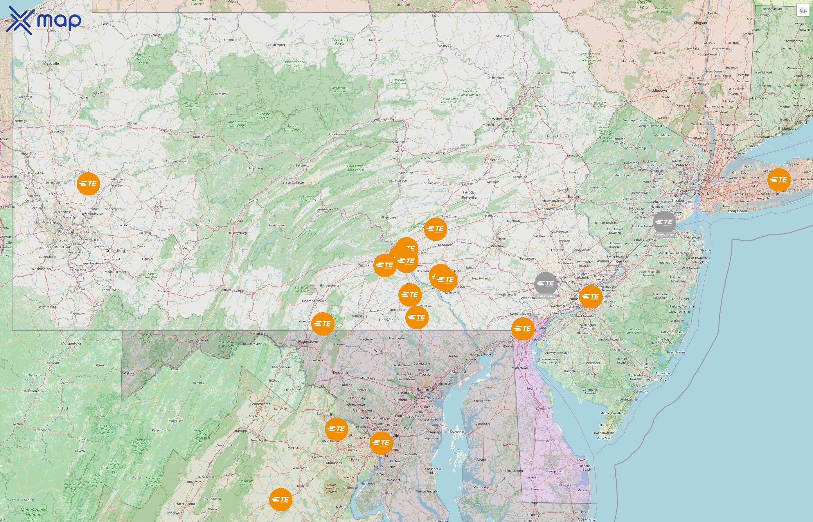 TE Connectivity street hotspots