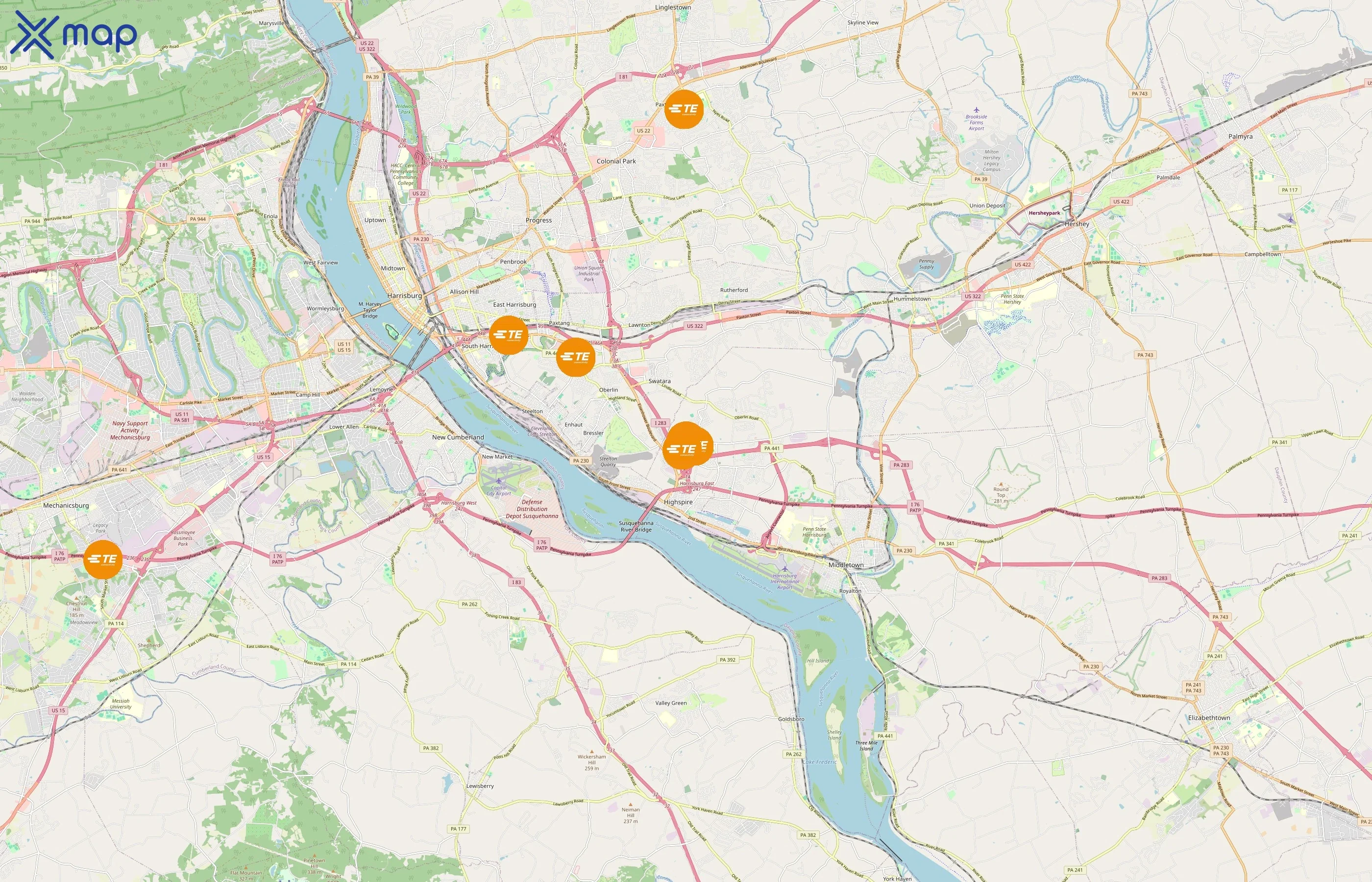 TE Connectivity area coverage