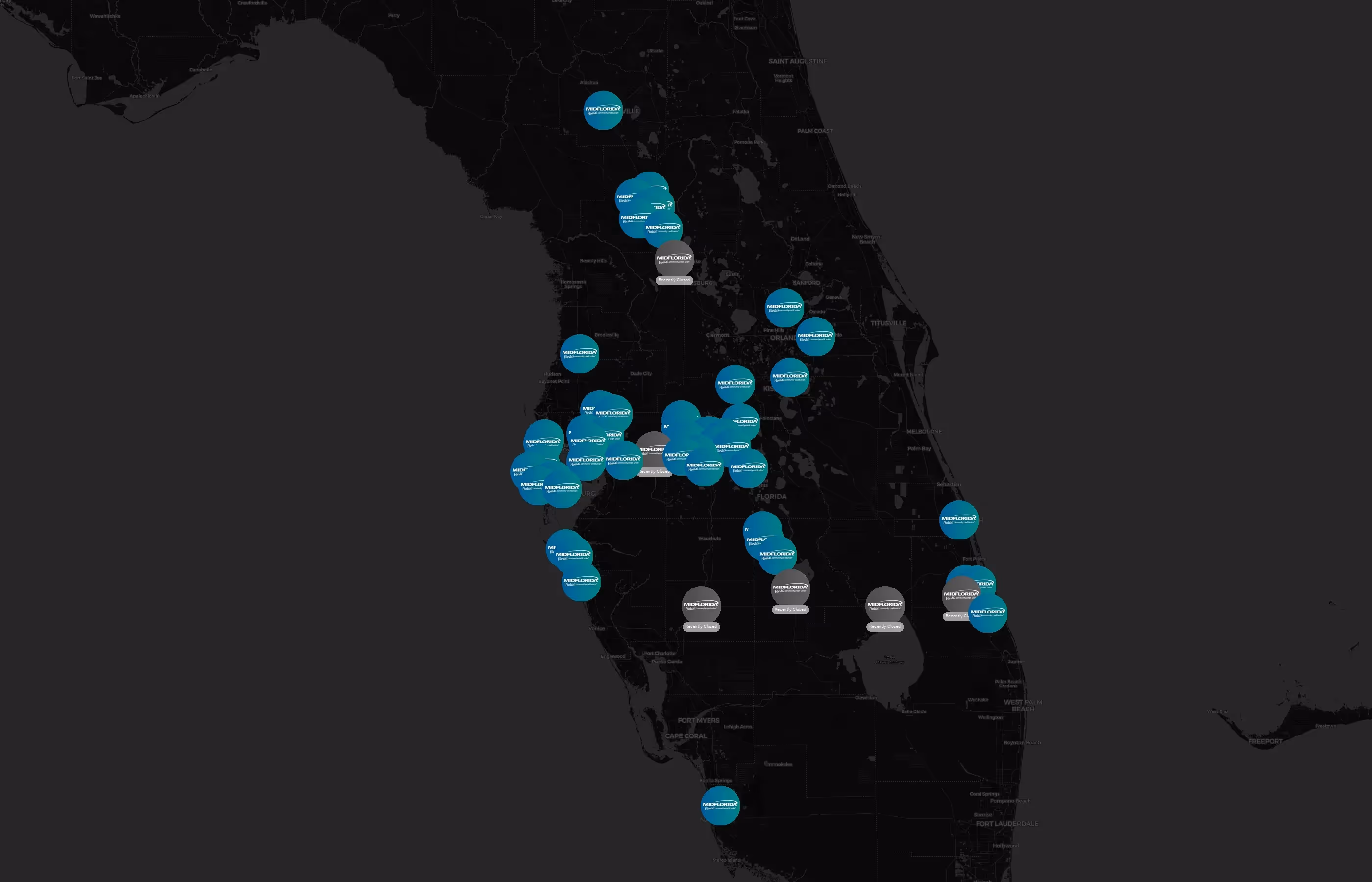 MIDFLORIDA Credit Union city distribution