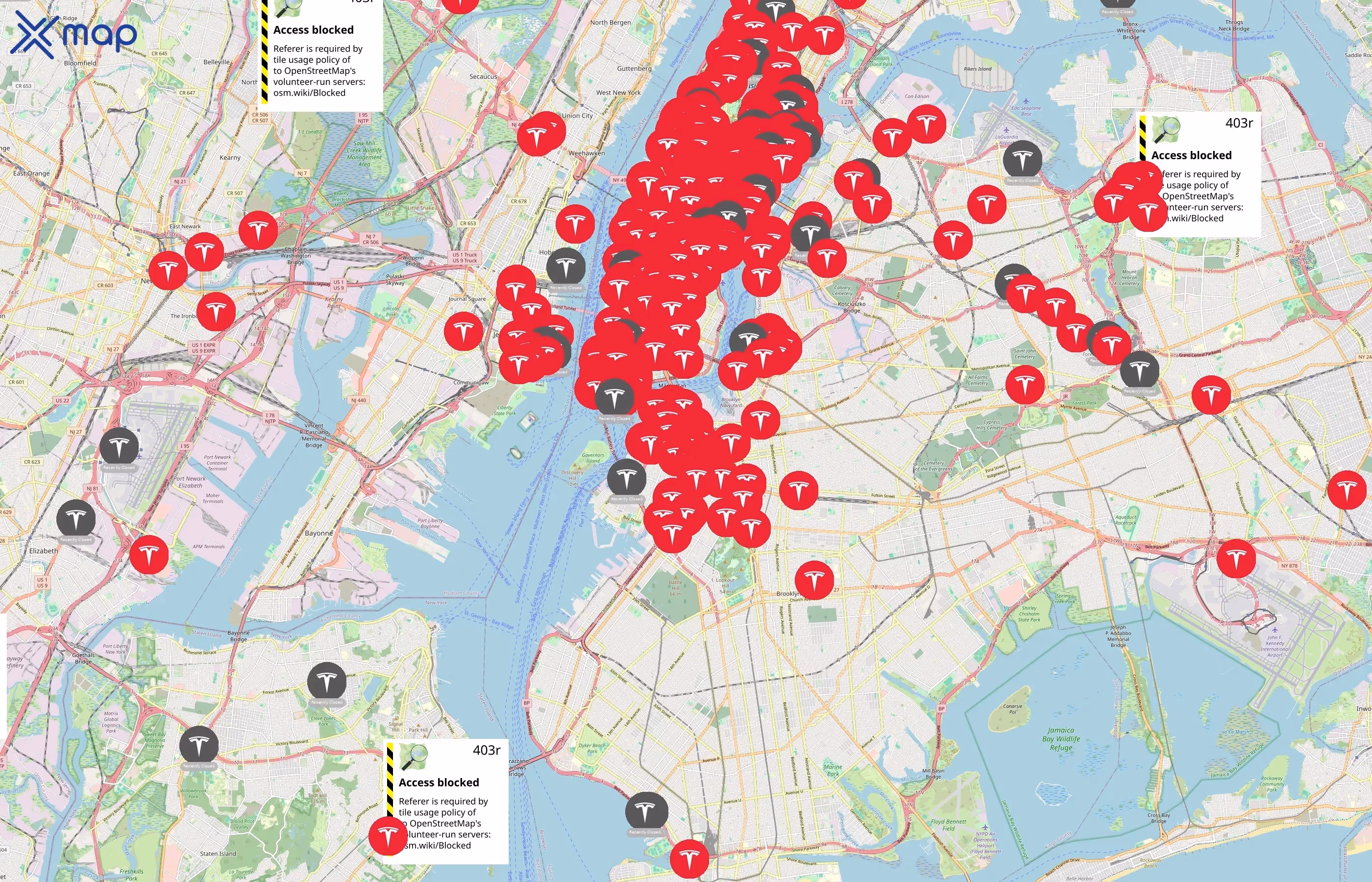 Tesla area coverage