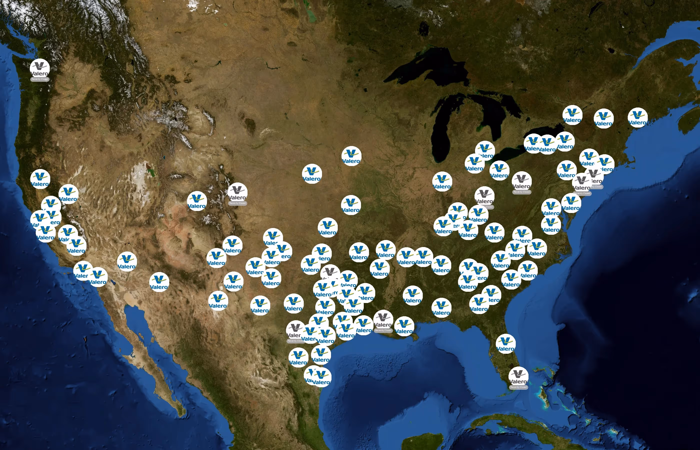Valero Energy state distribution