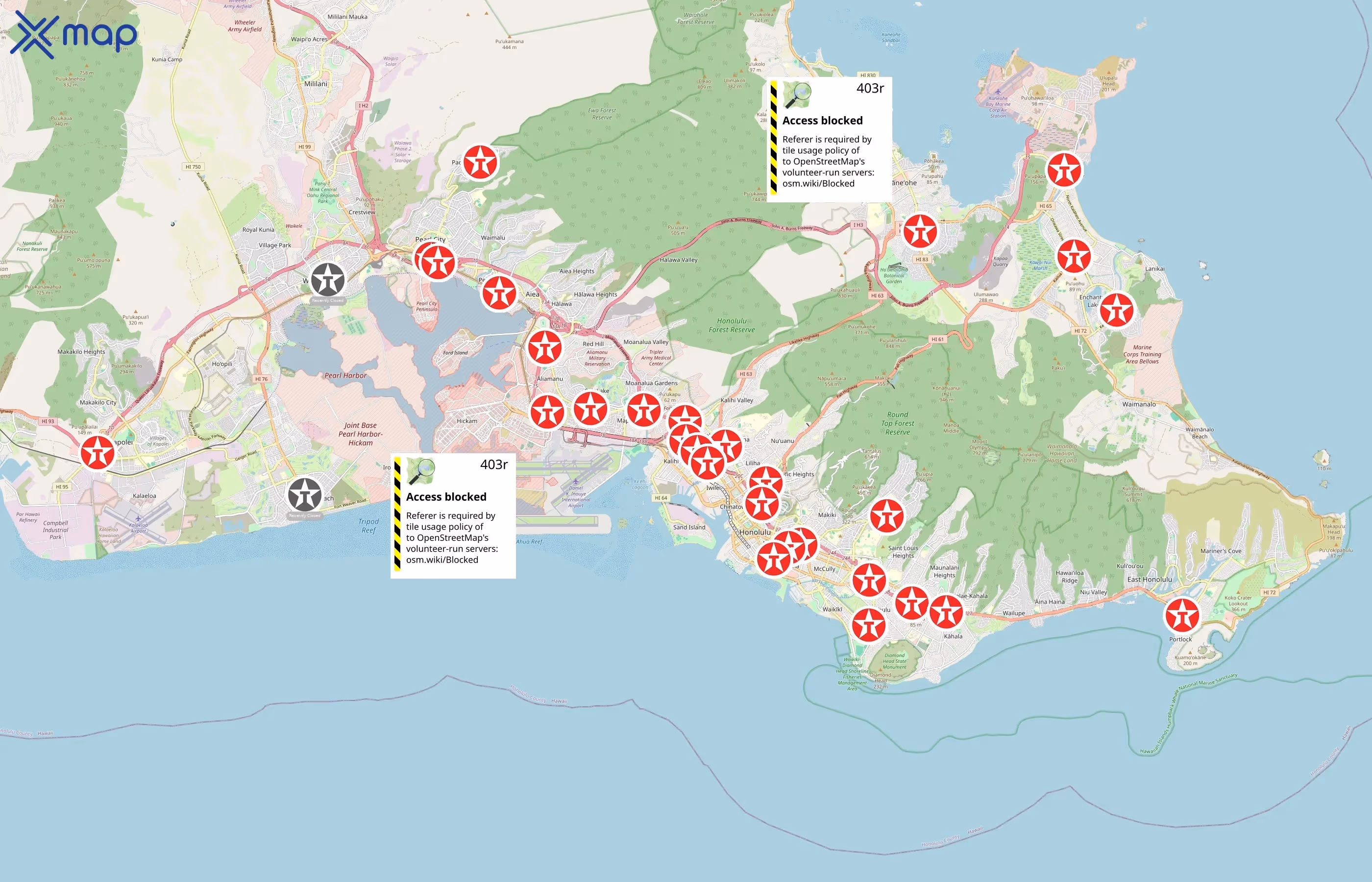 Texaco area coverage
