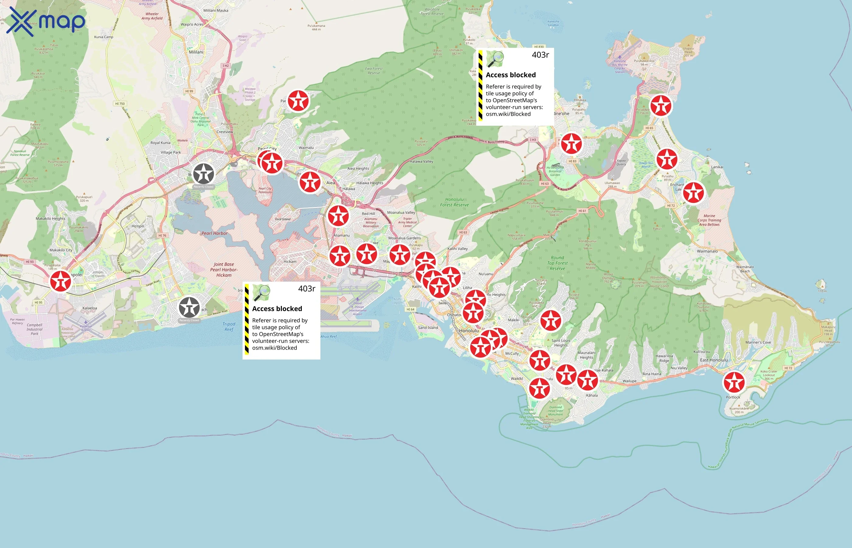Texaco area coverage