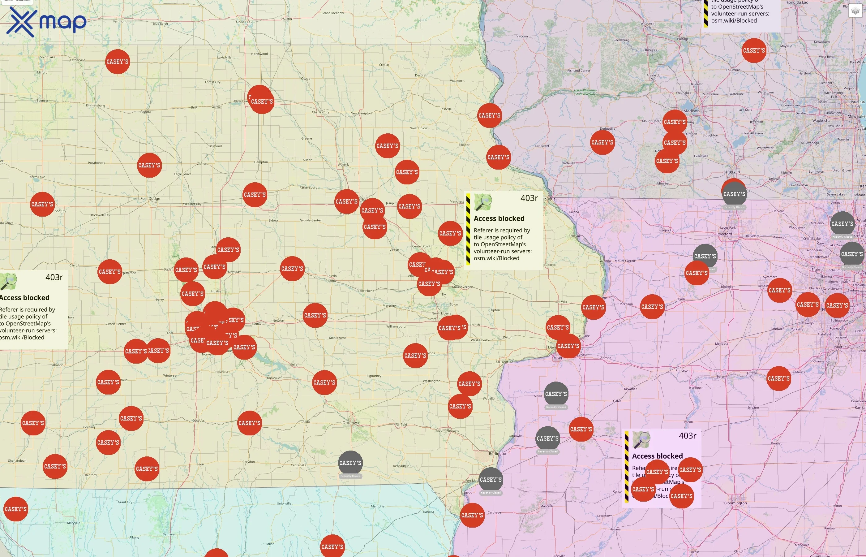 Casey's General Stores street hotspots