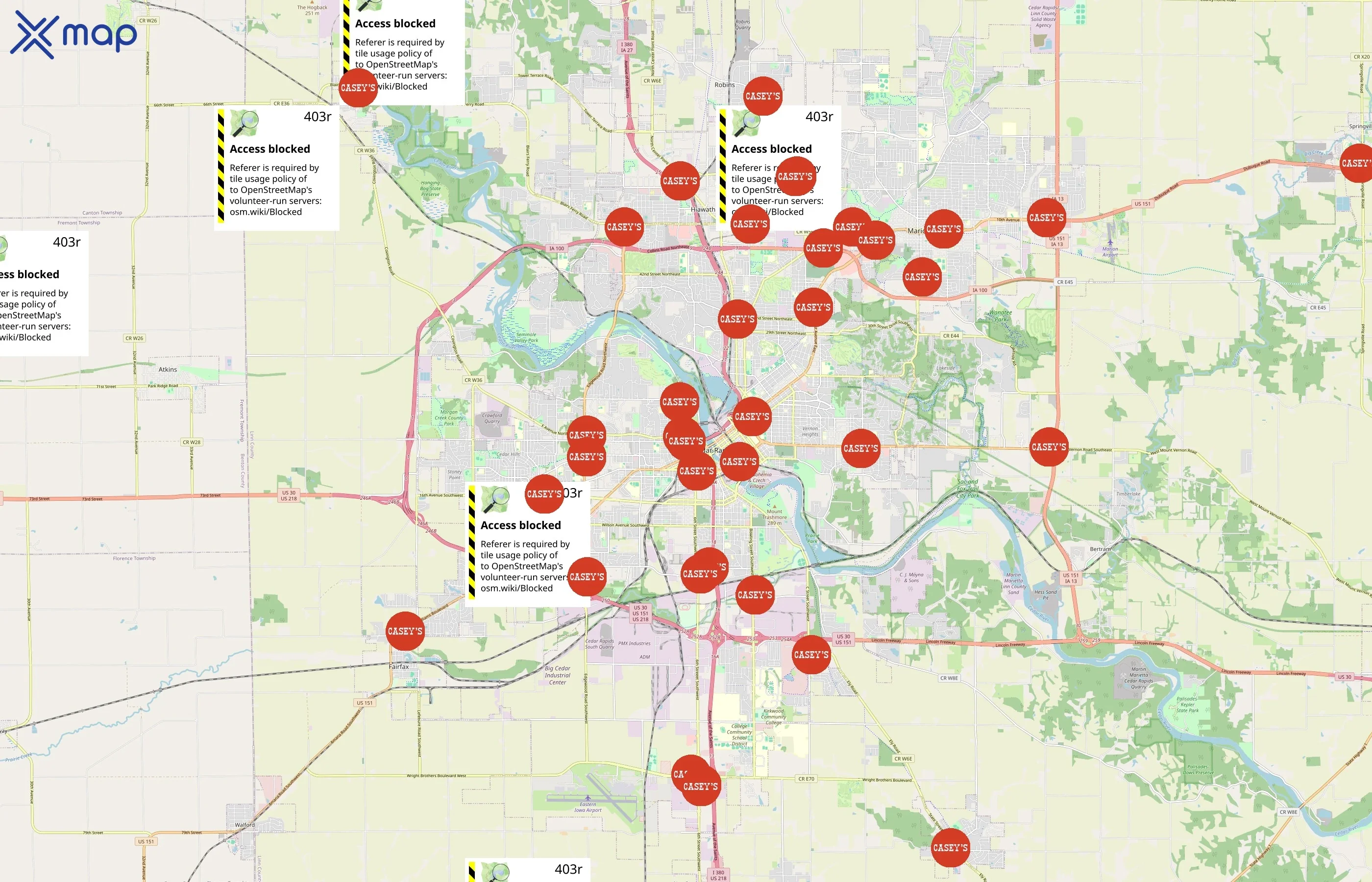 Casey's General Stores area coverage