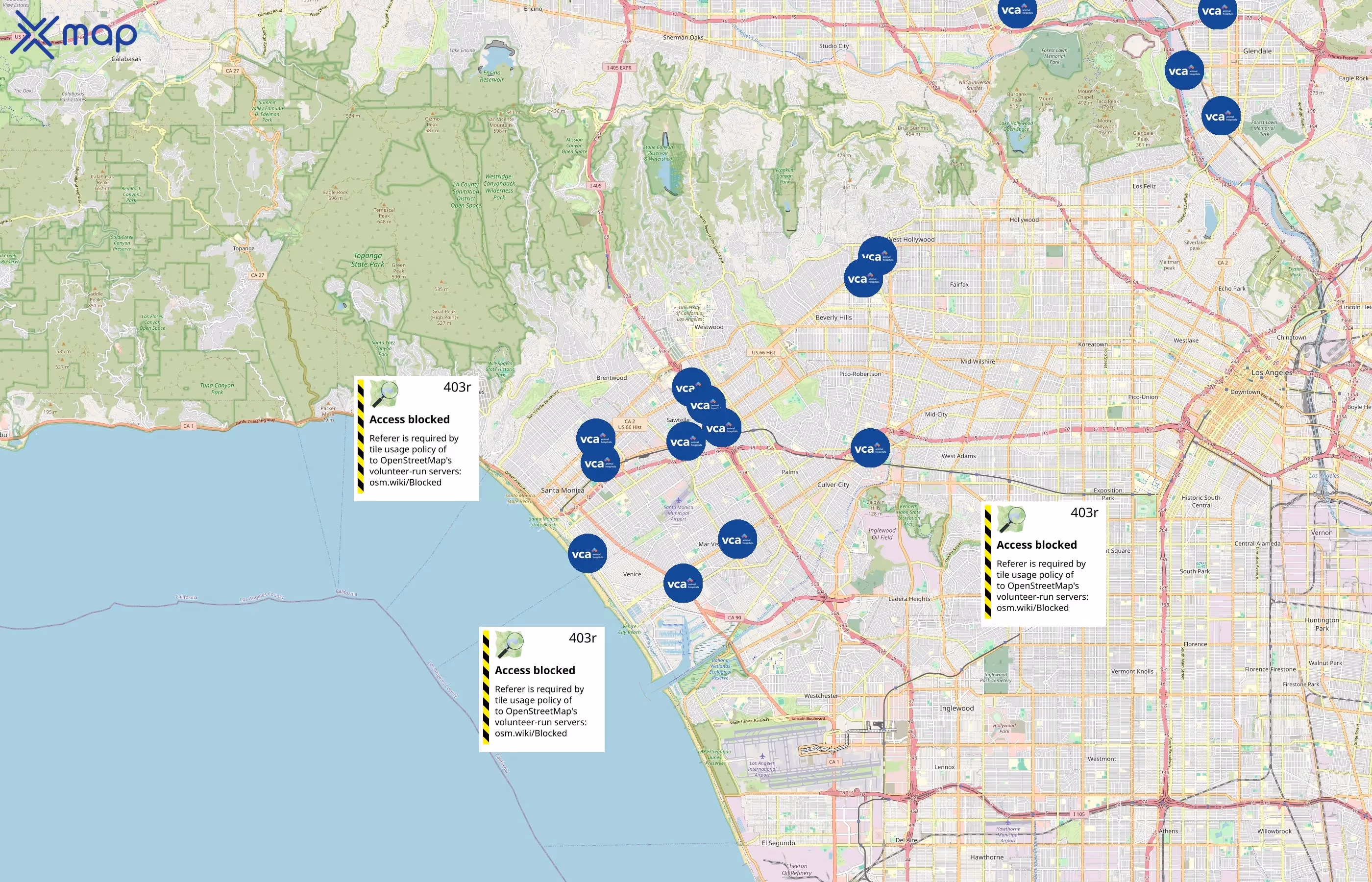 VCA Animal Hospitals area coverage