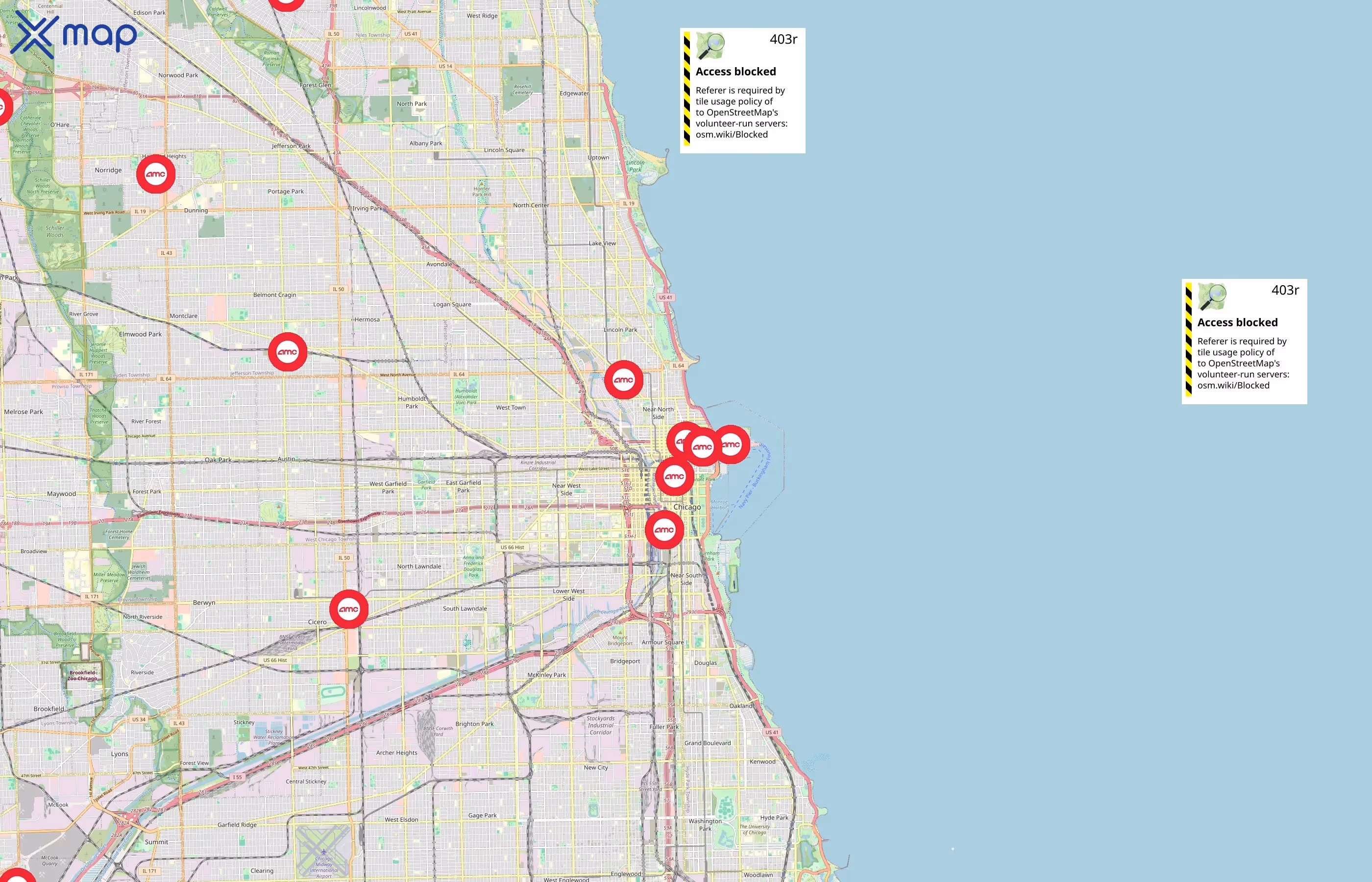 AMC Theatres area coverage