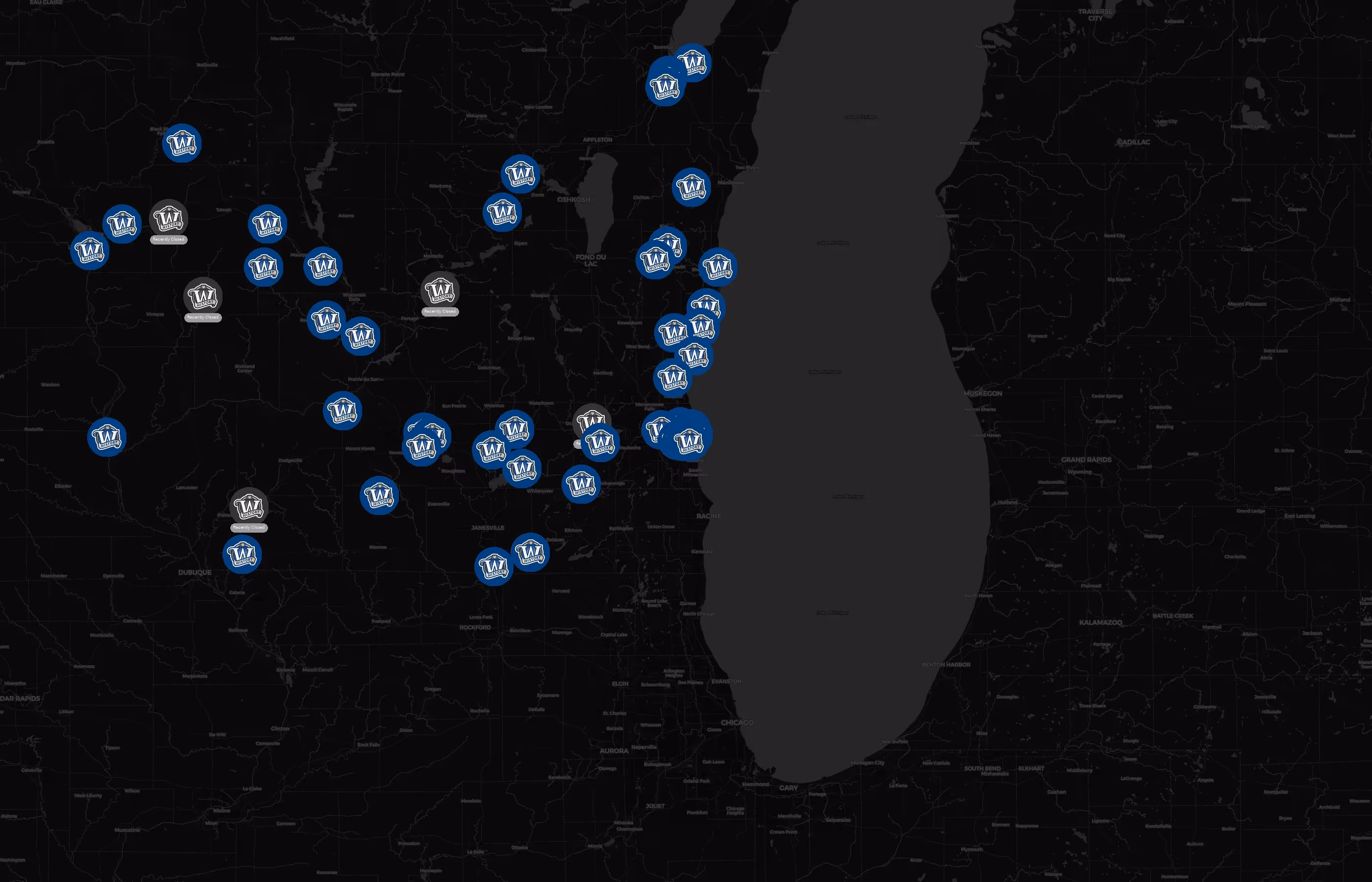 Wisconsin Historical Society city distribution