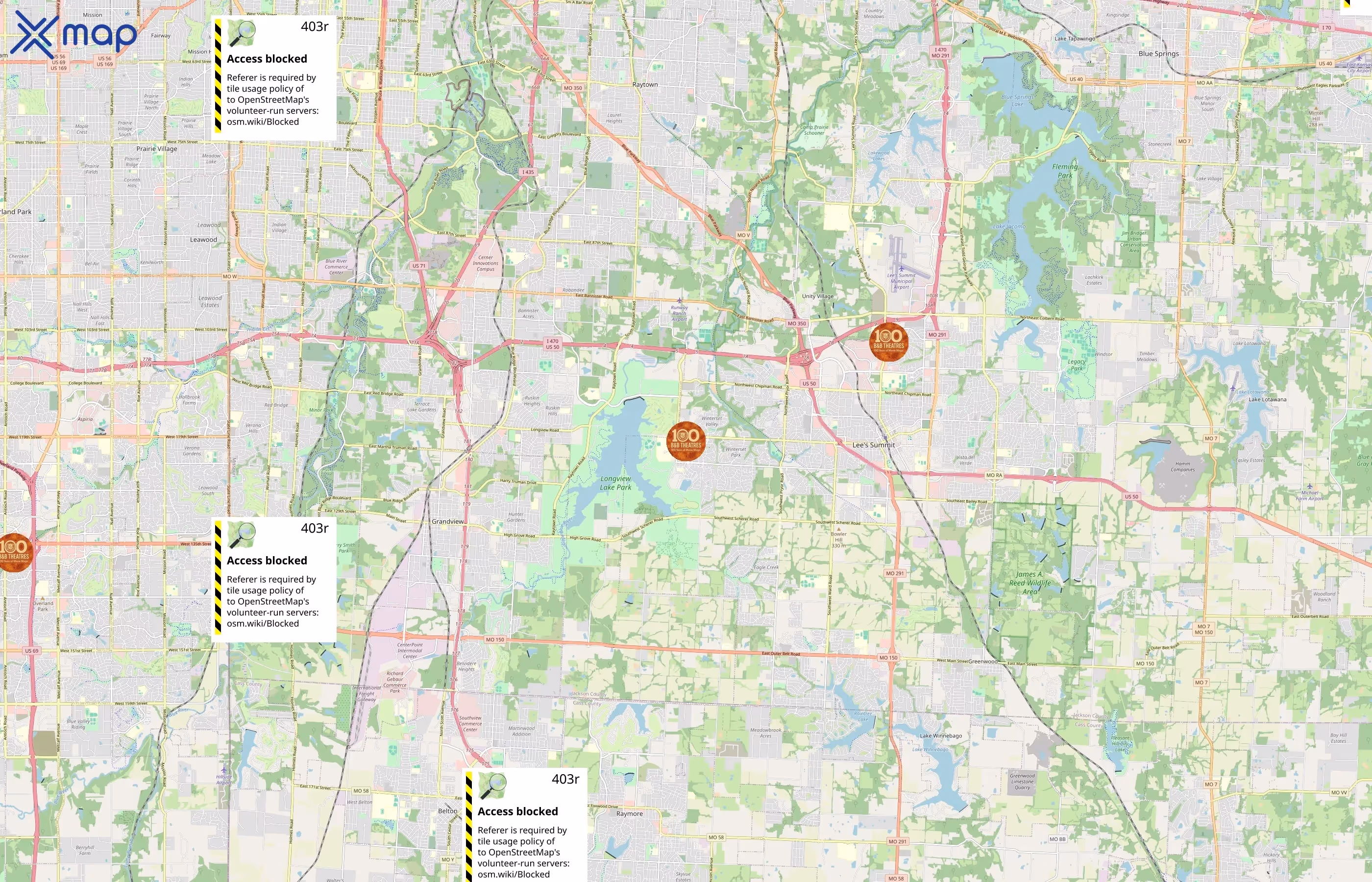 B&B Theatres area coverage