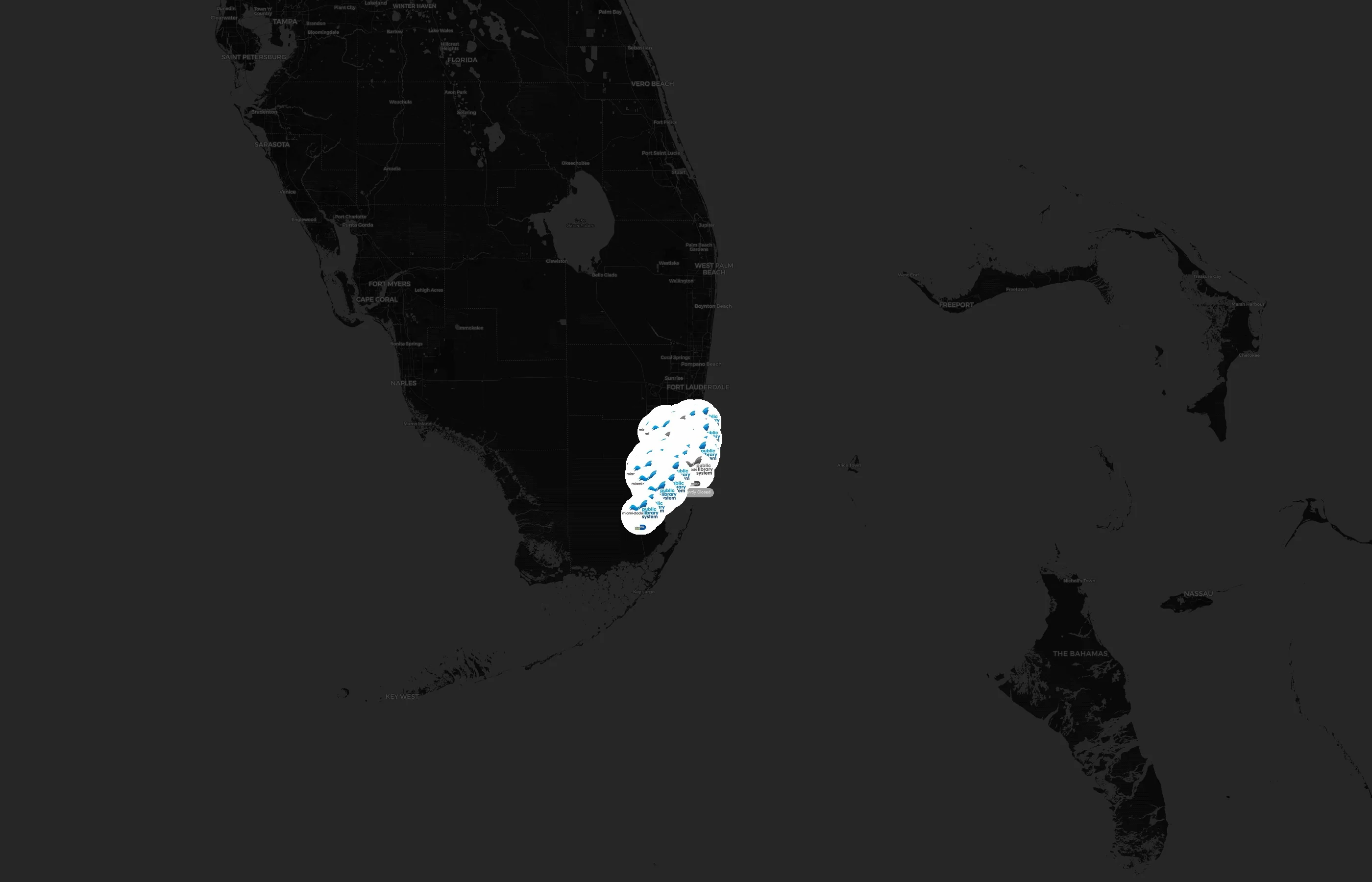 Miami-Dade Public Library System city distribution