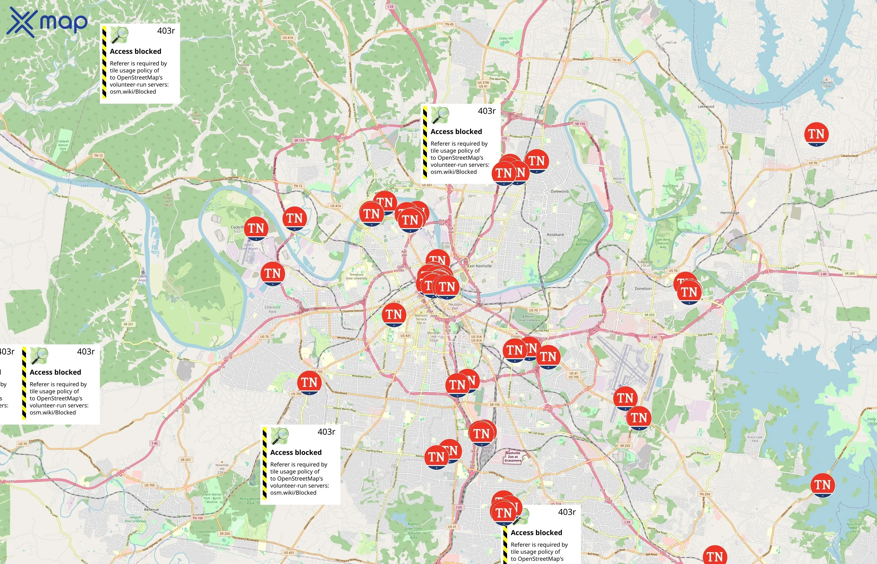 State of Tennessee area coverage