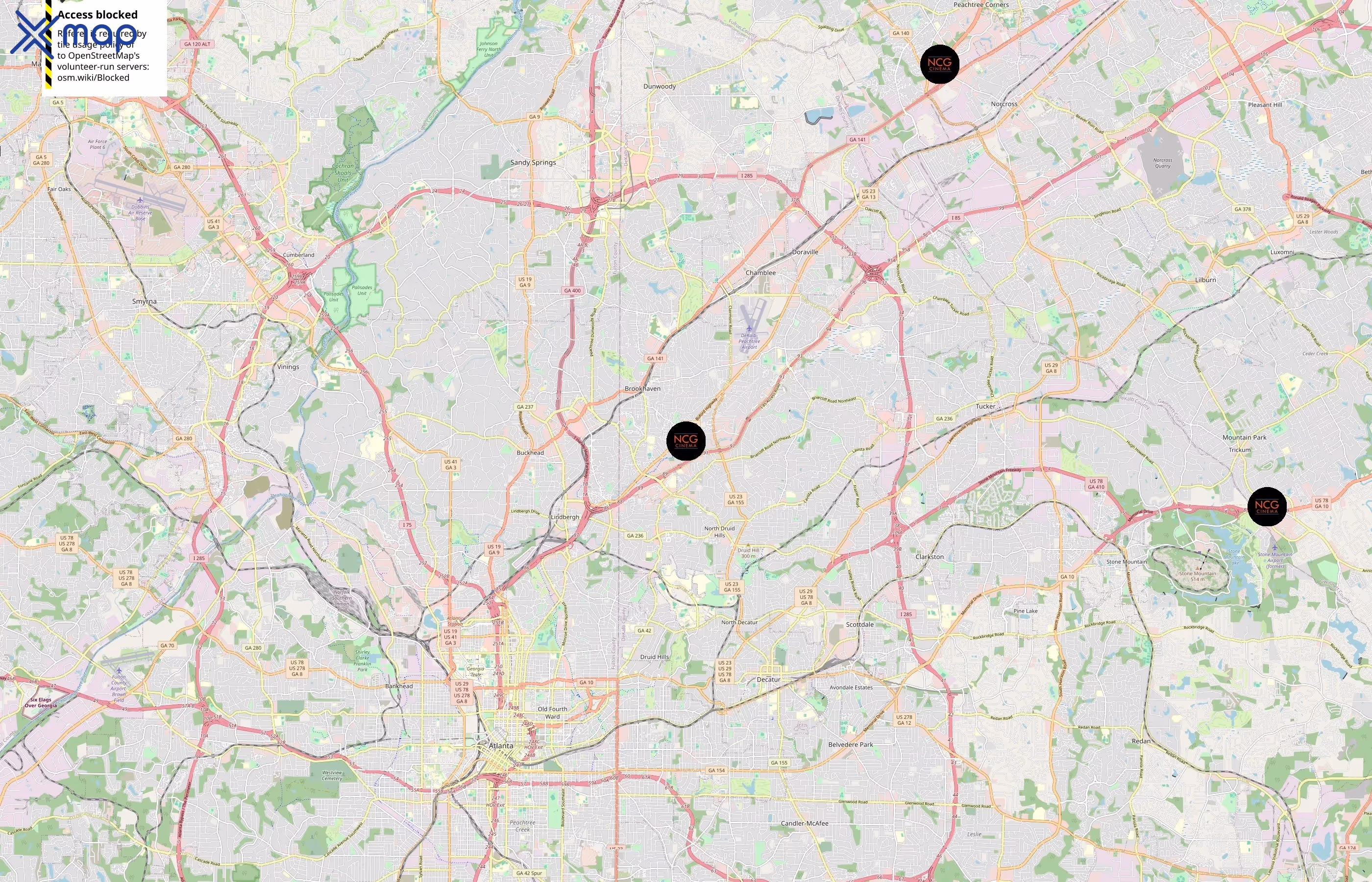 NCG Cinemas area coverage
