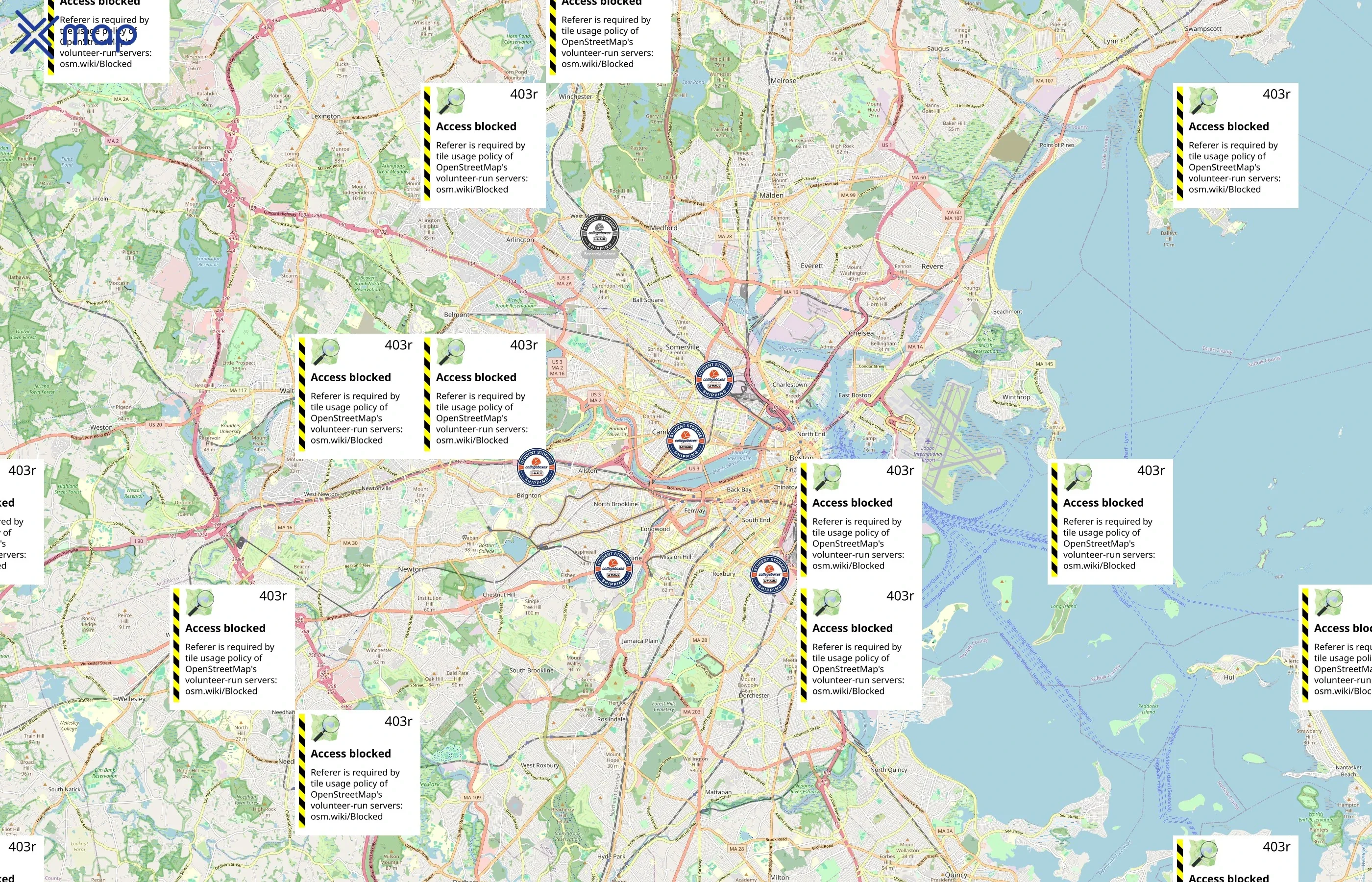 Collegeboxes by U-Haul area coverage
