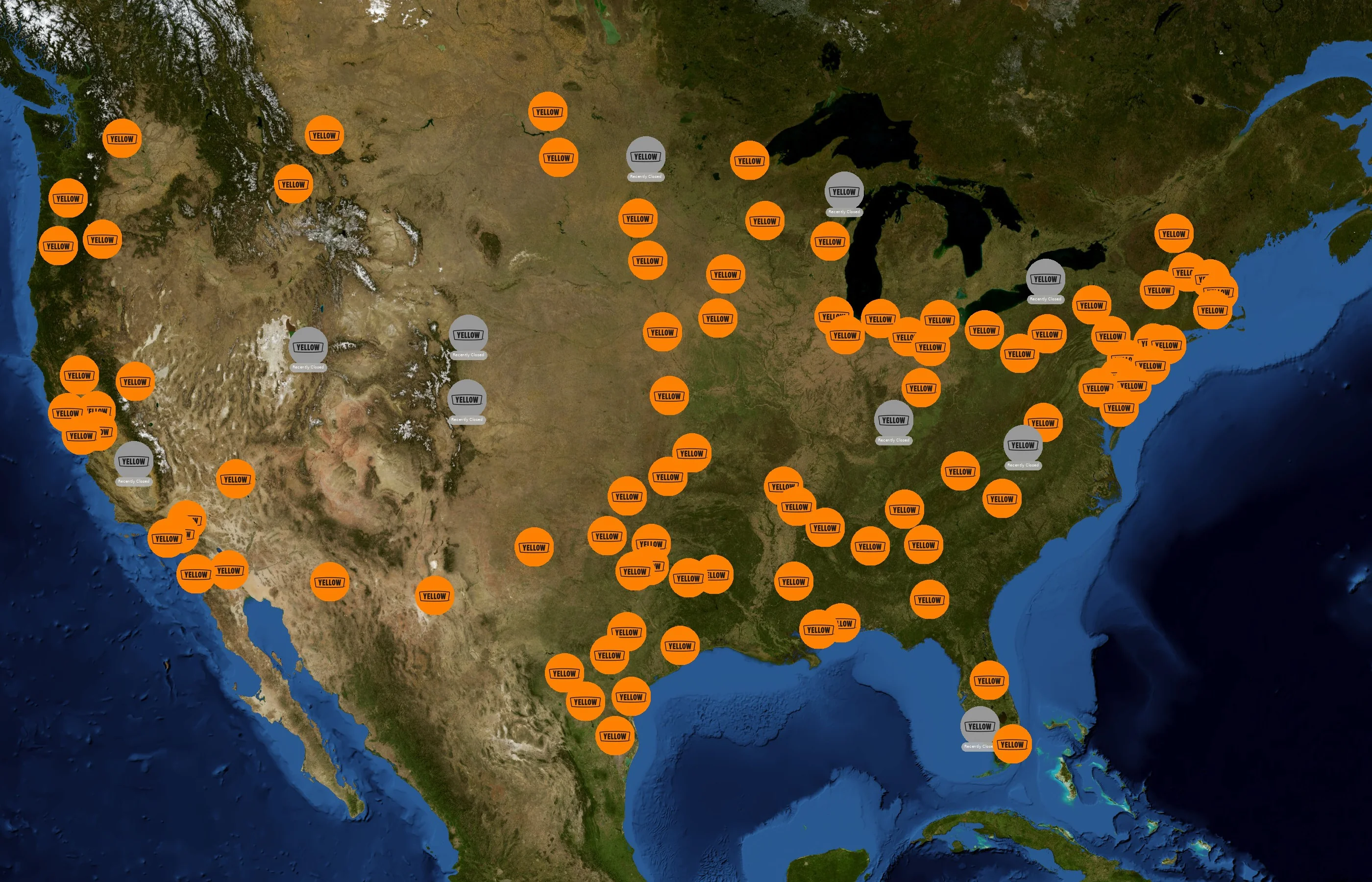 YRC Freight state distribution