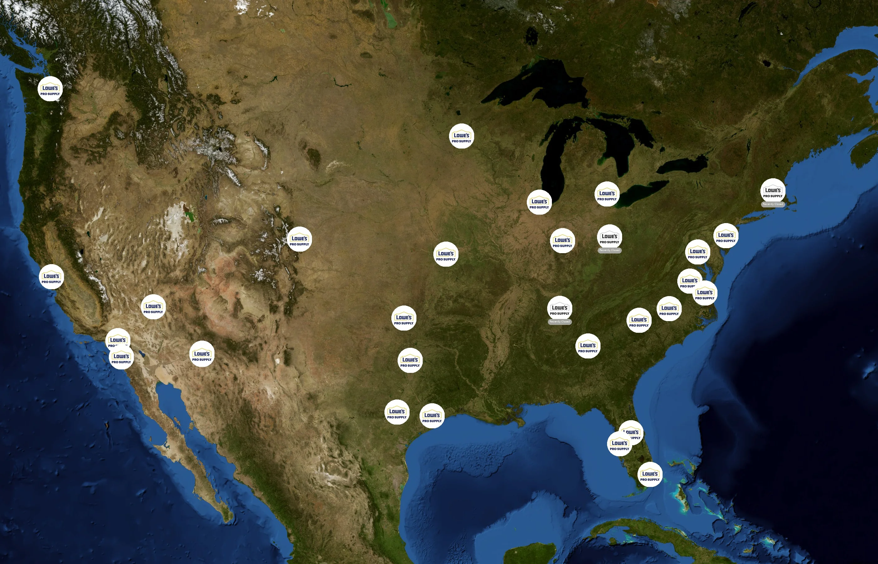 Lowe's Pro Supply state distribution