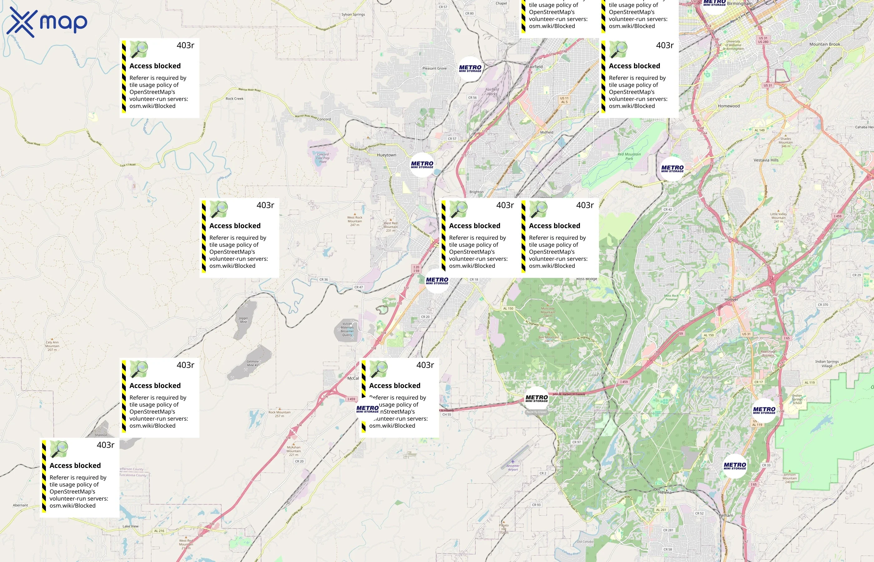 Metro Mini Storage area coverage