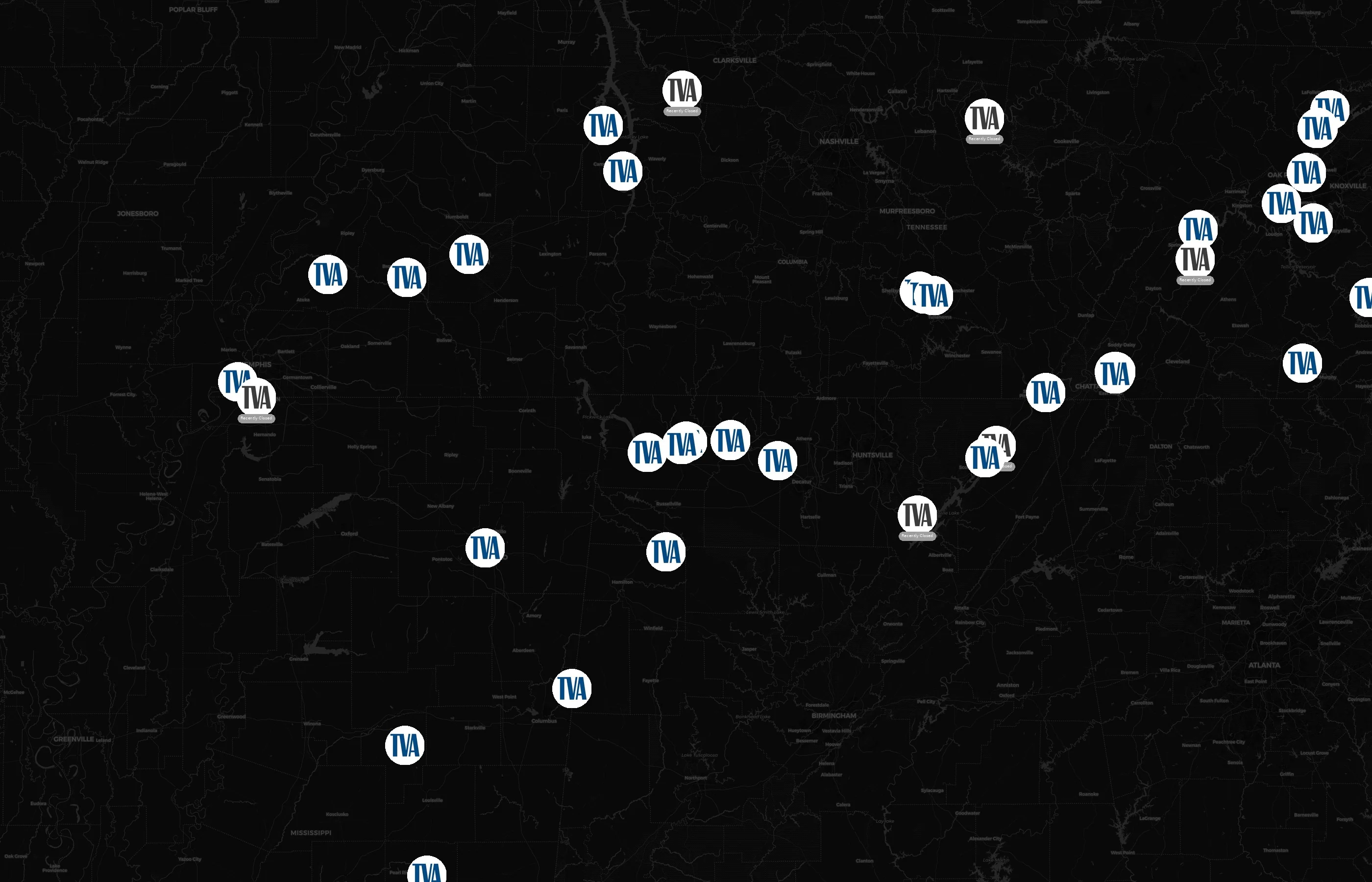 Tennessee Valley Authority city distribution