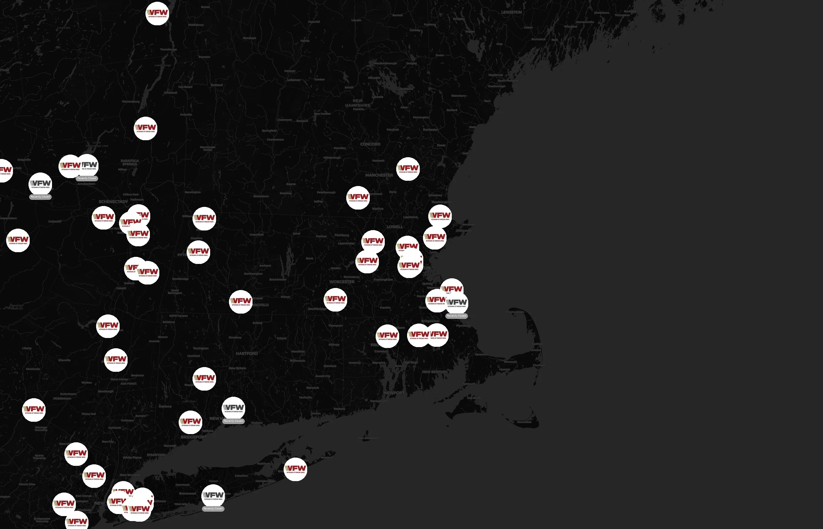 Veterans of Foreign Wars city distribution