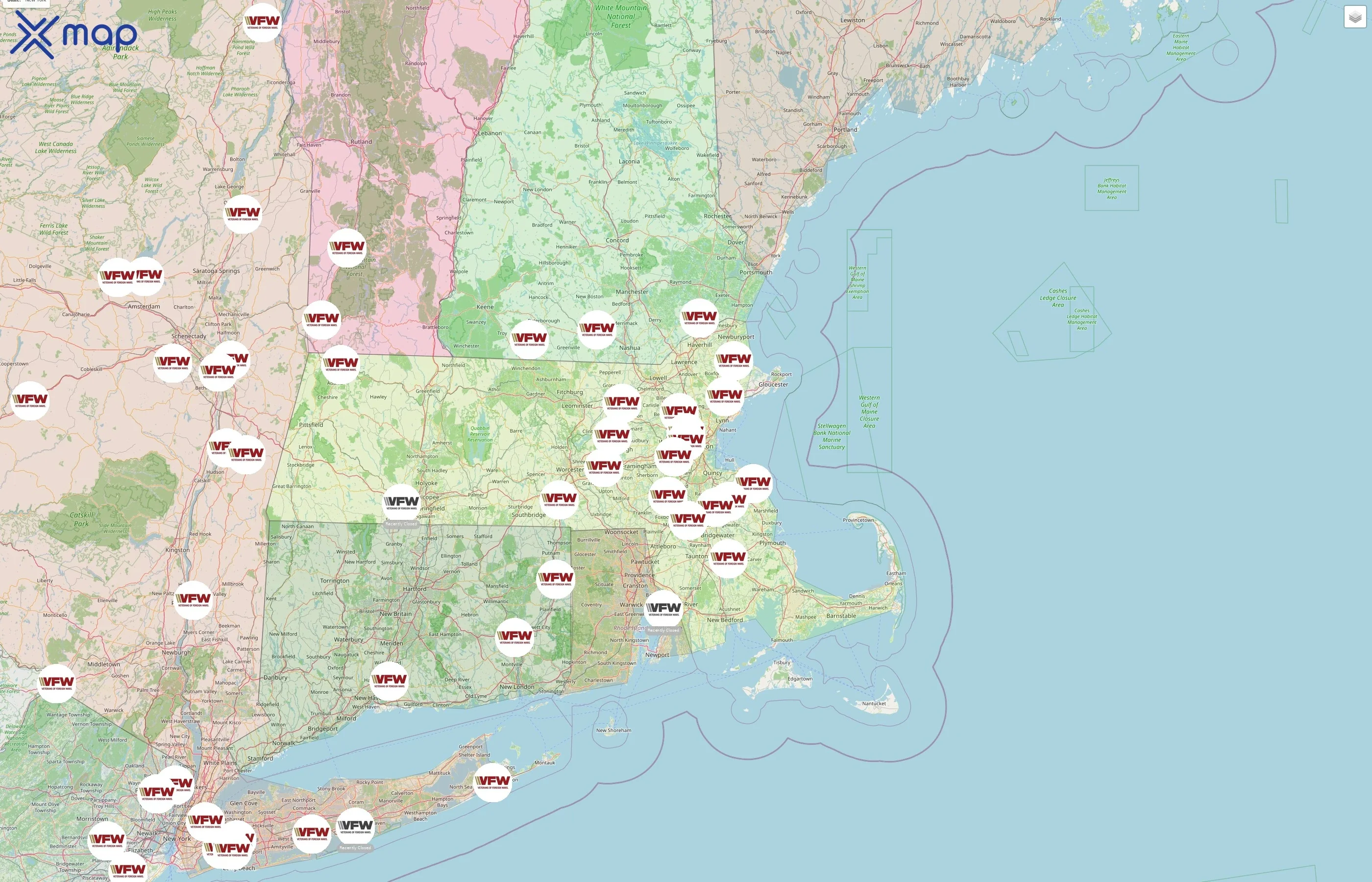 Veterans of Foreign Wars street hotspots