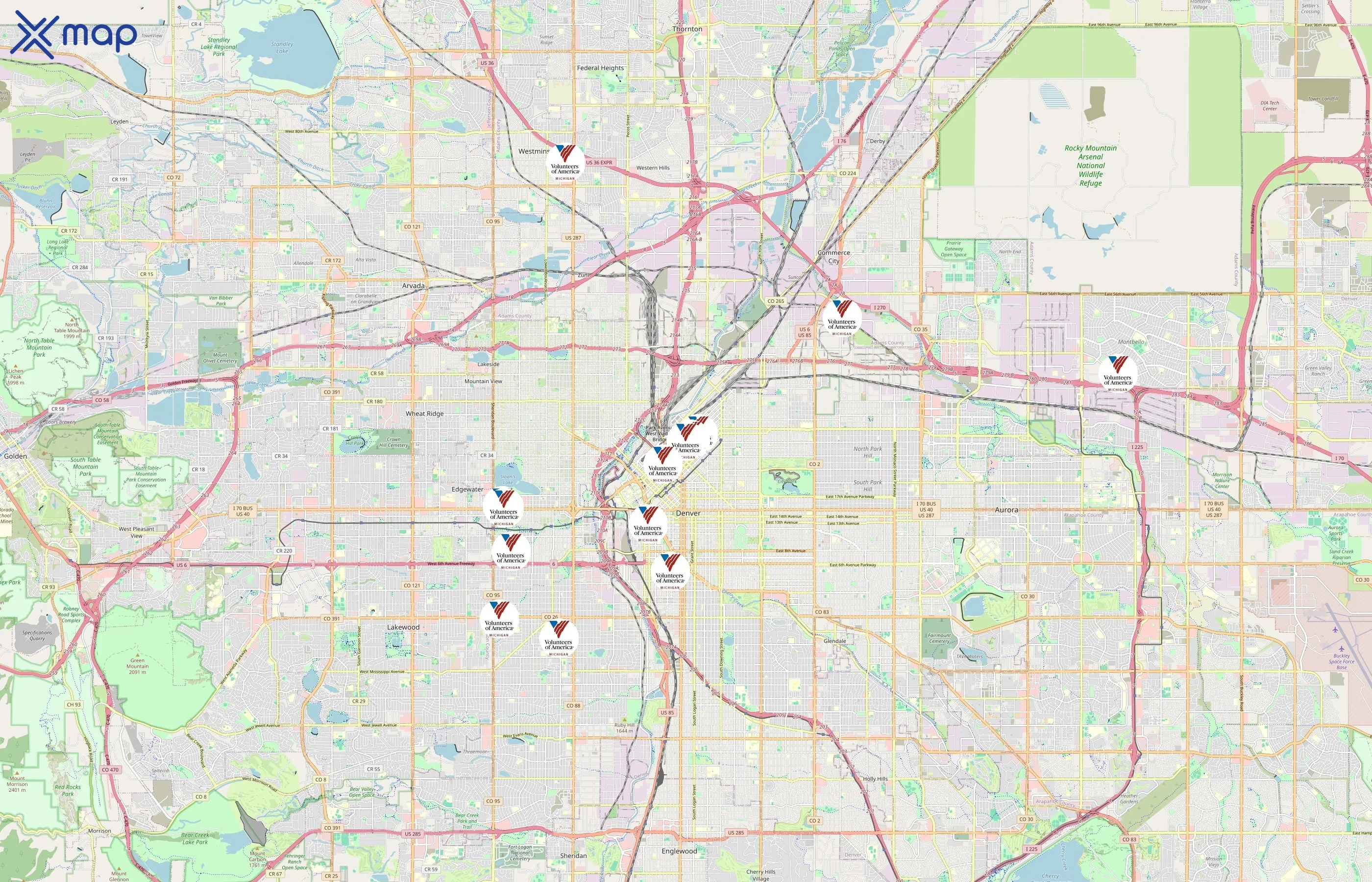 Volunteers of America area coverage