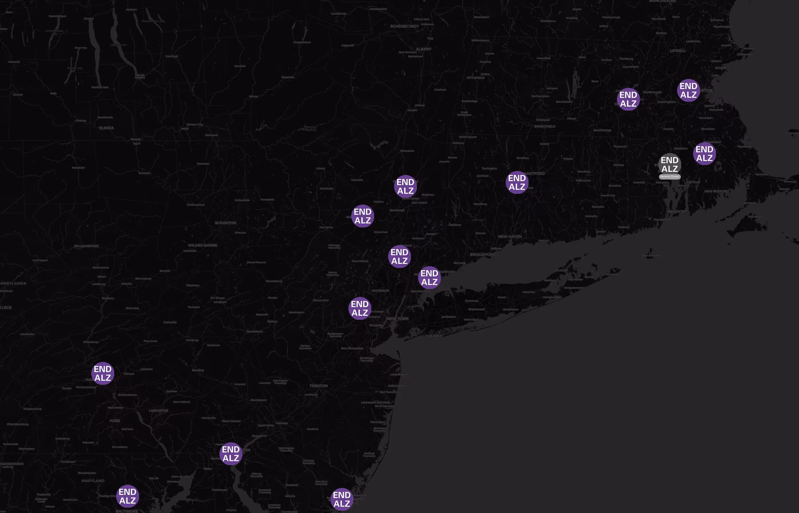 Alzheimer's Association city distribution