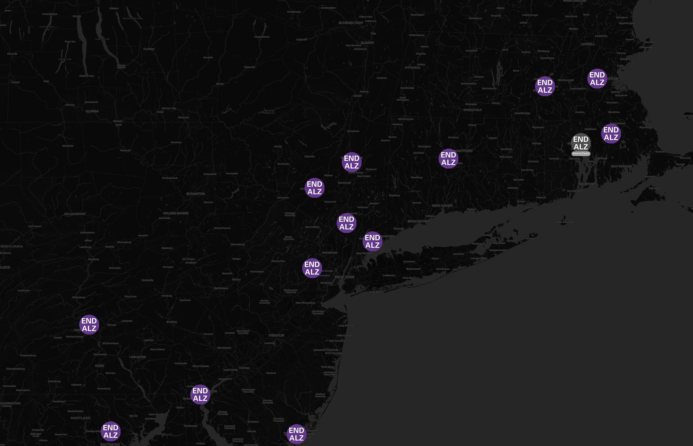 Alzheimer's Association city distribution
