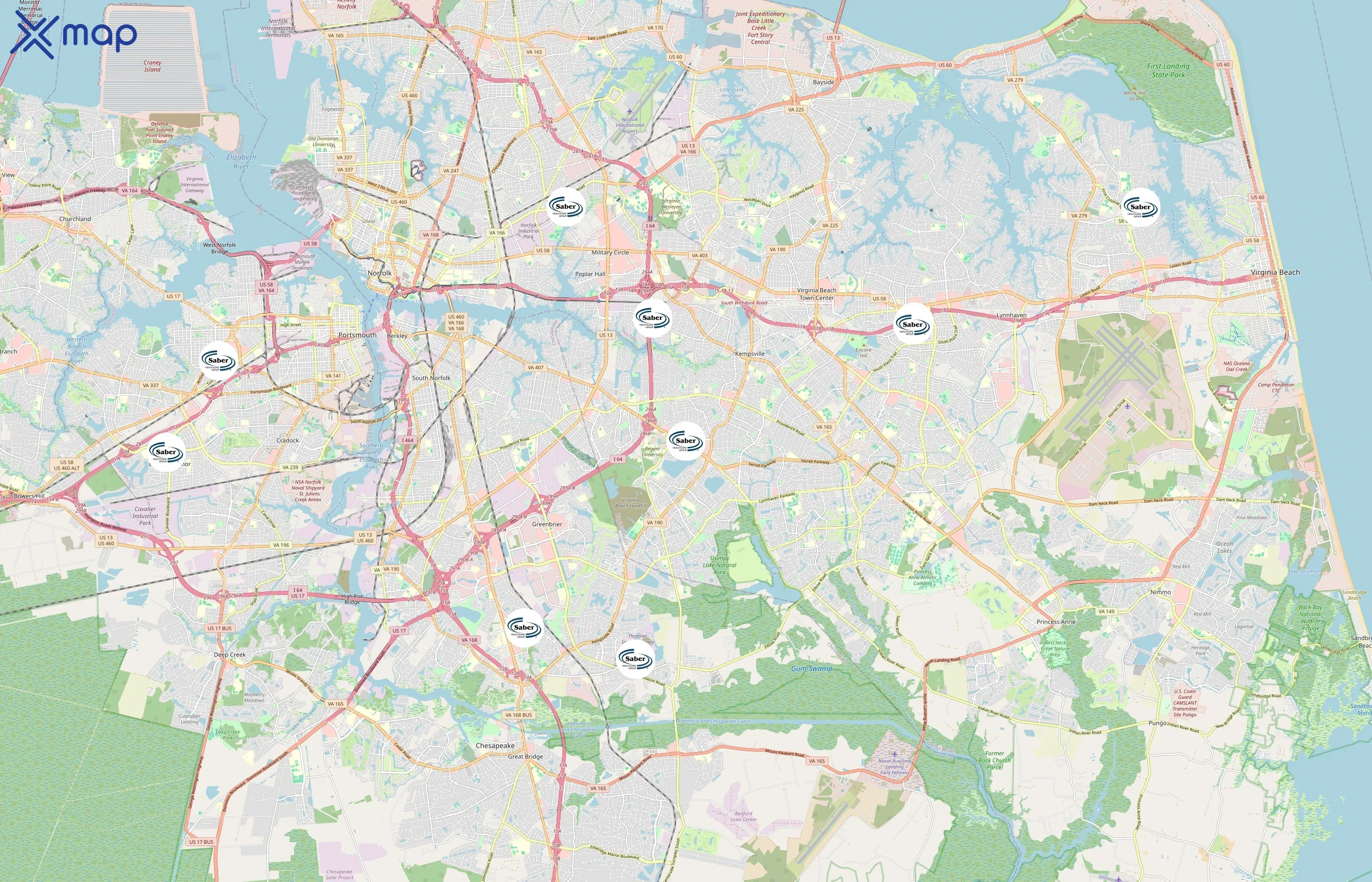 Saber Healthcare Group area coverage