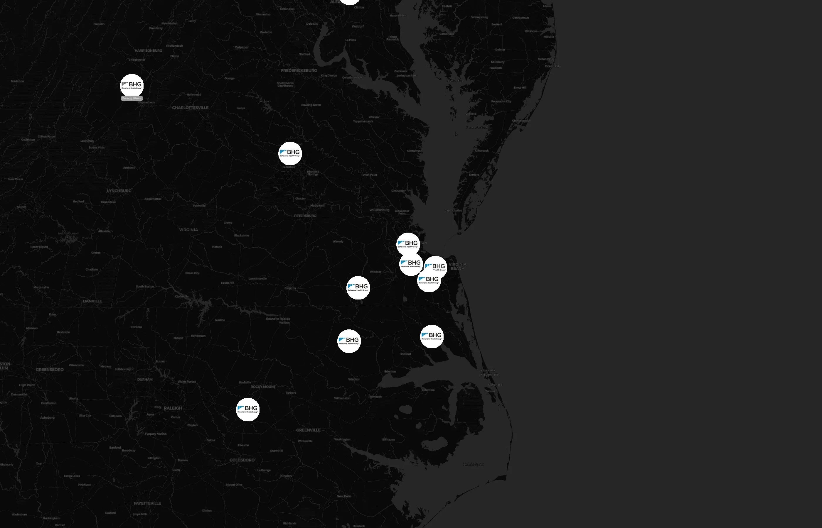 Behavioral Health Group city distribution