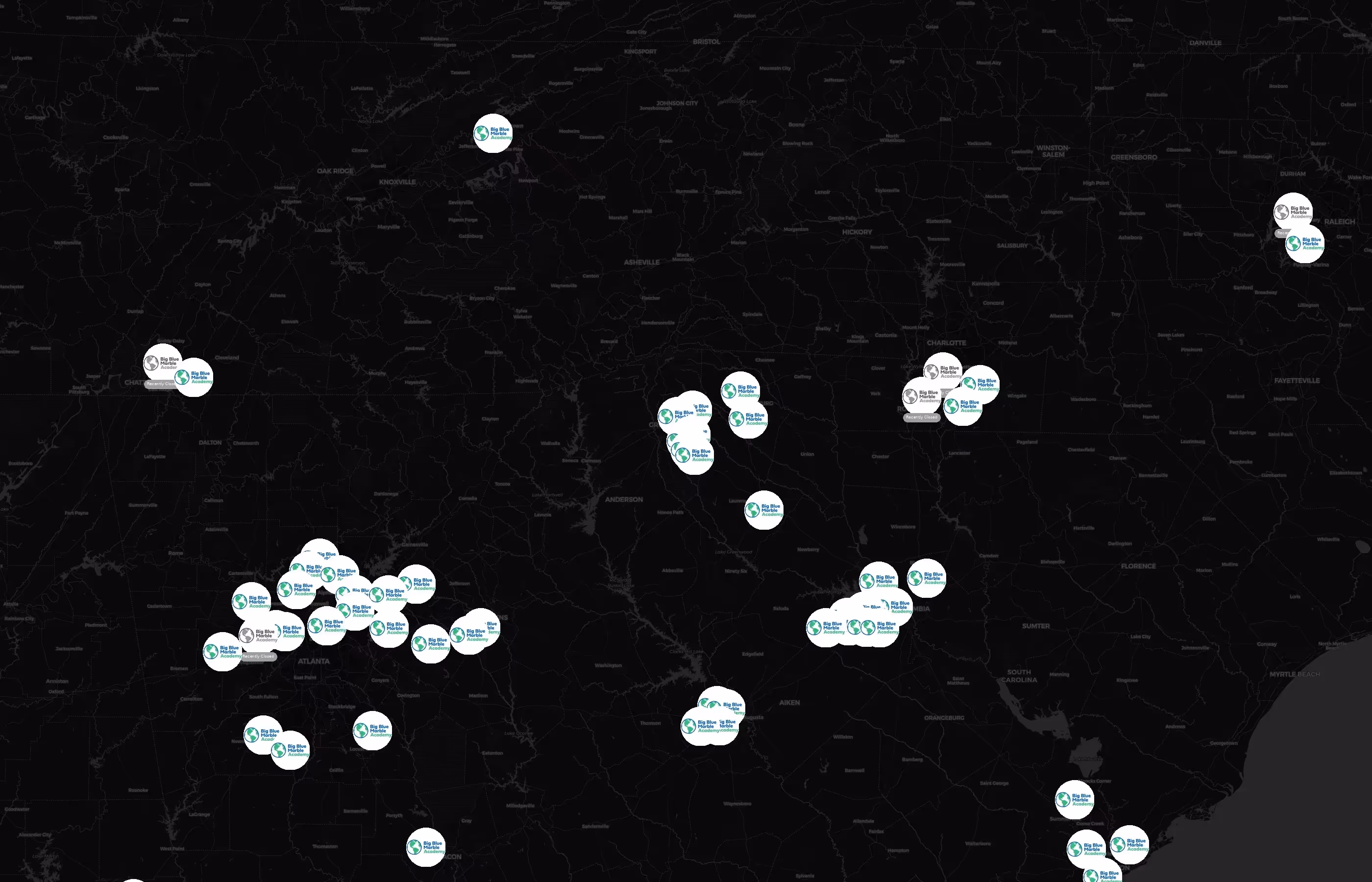 Big Blue Marble Academy city distribution