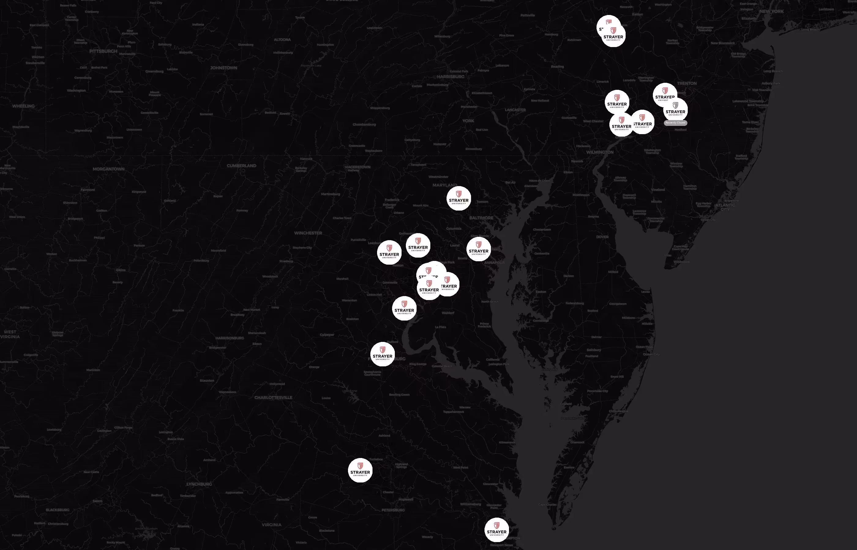 Strayer University city distribution