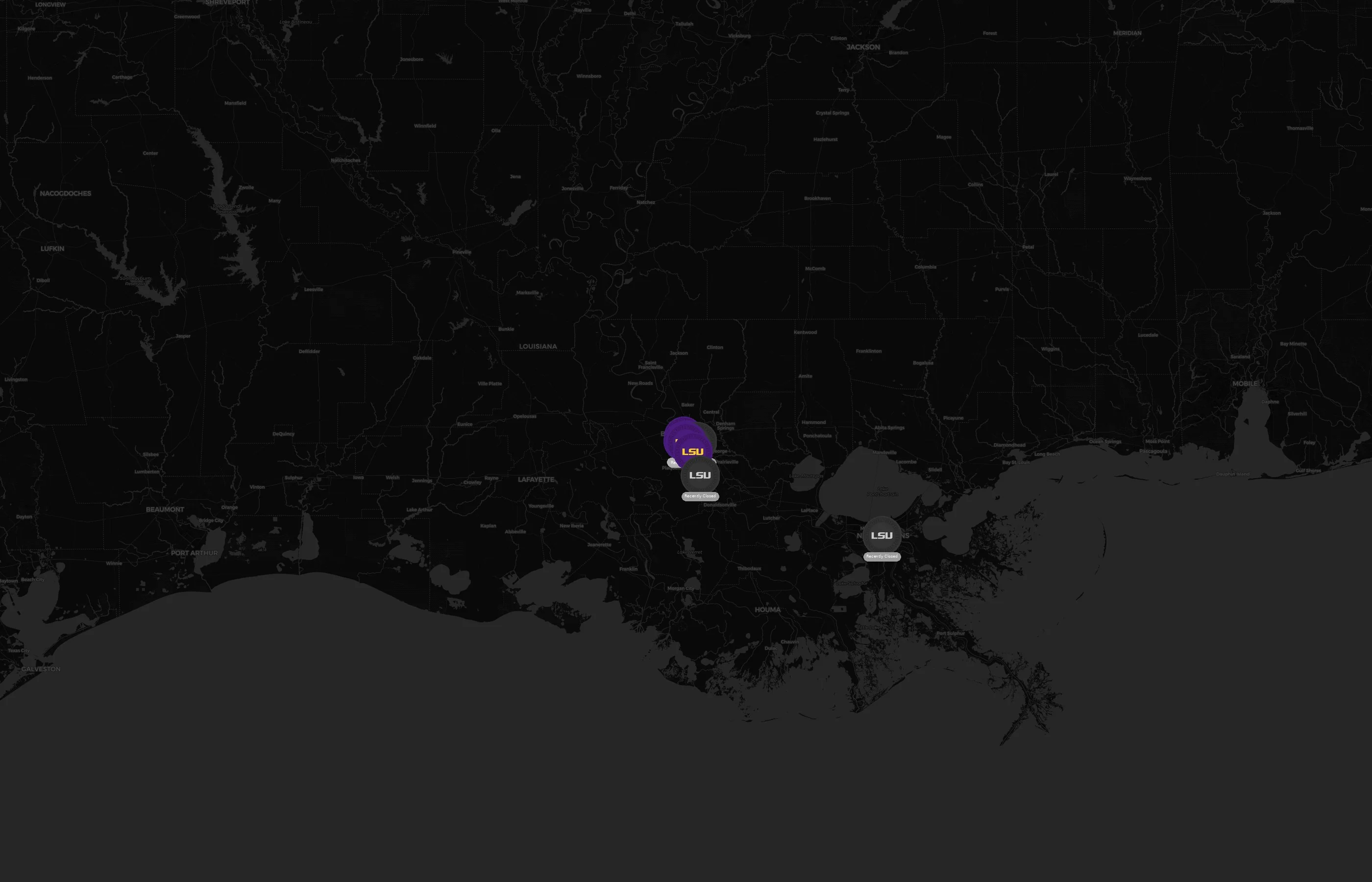 Louisiana State University city distribution