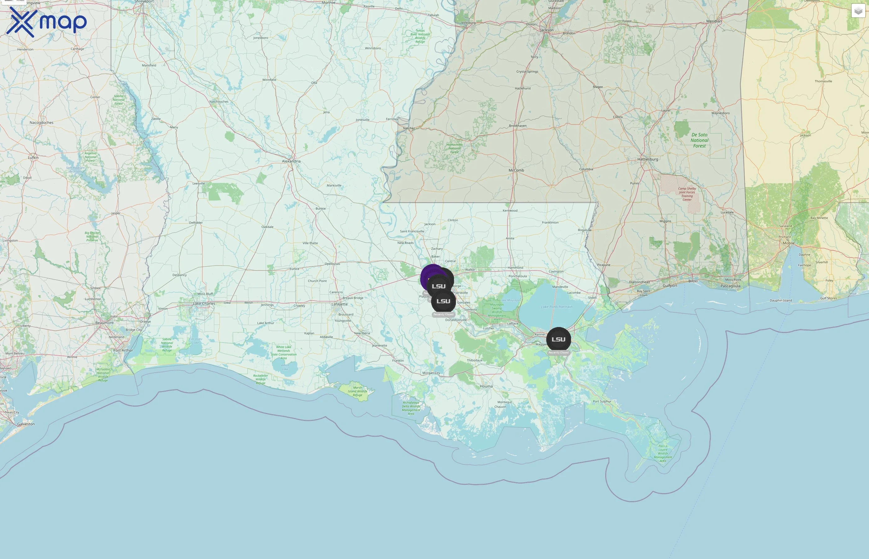 Louisiana State University street hotspots