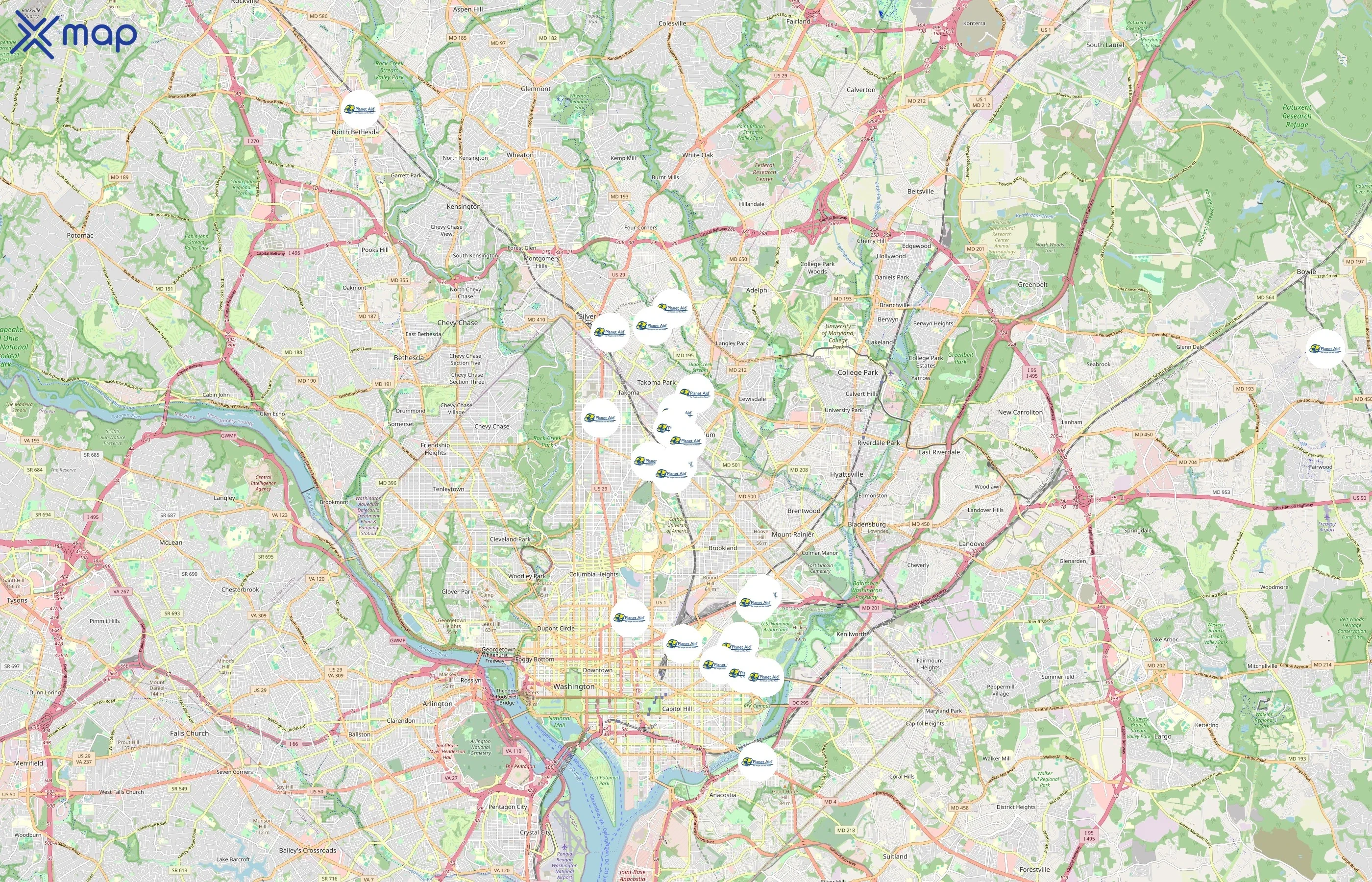 Planet Aid area coverage