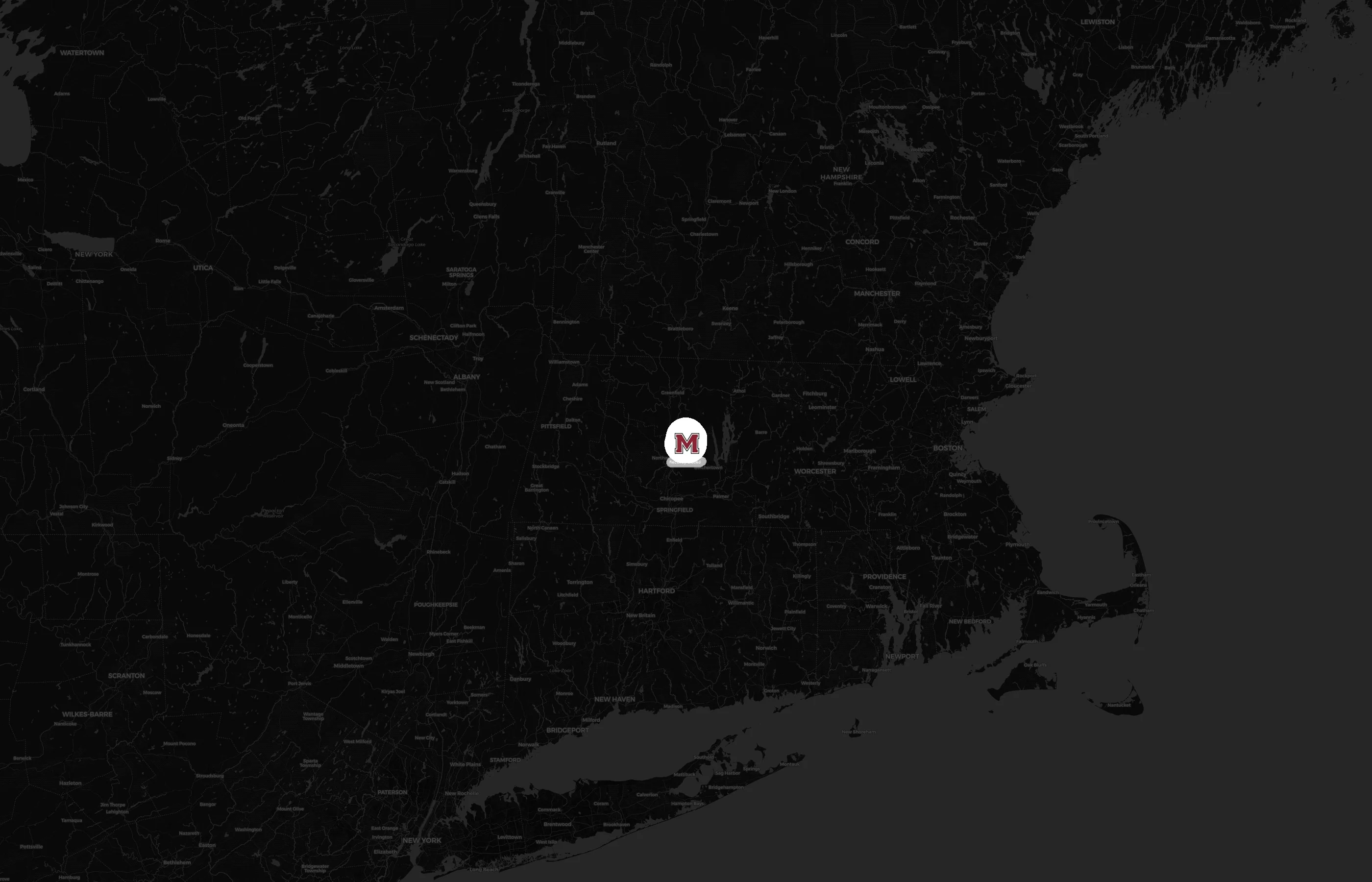 University of Massachusetts Amherst city distribution