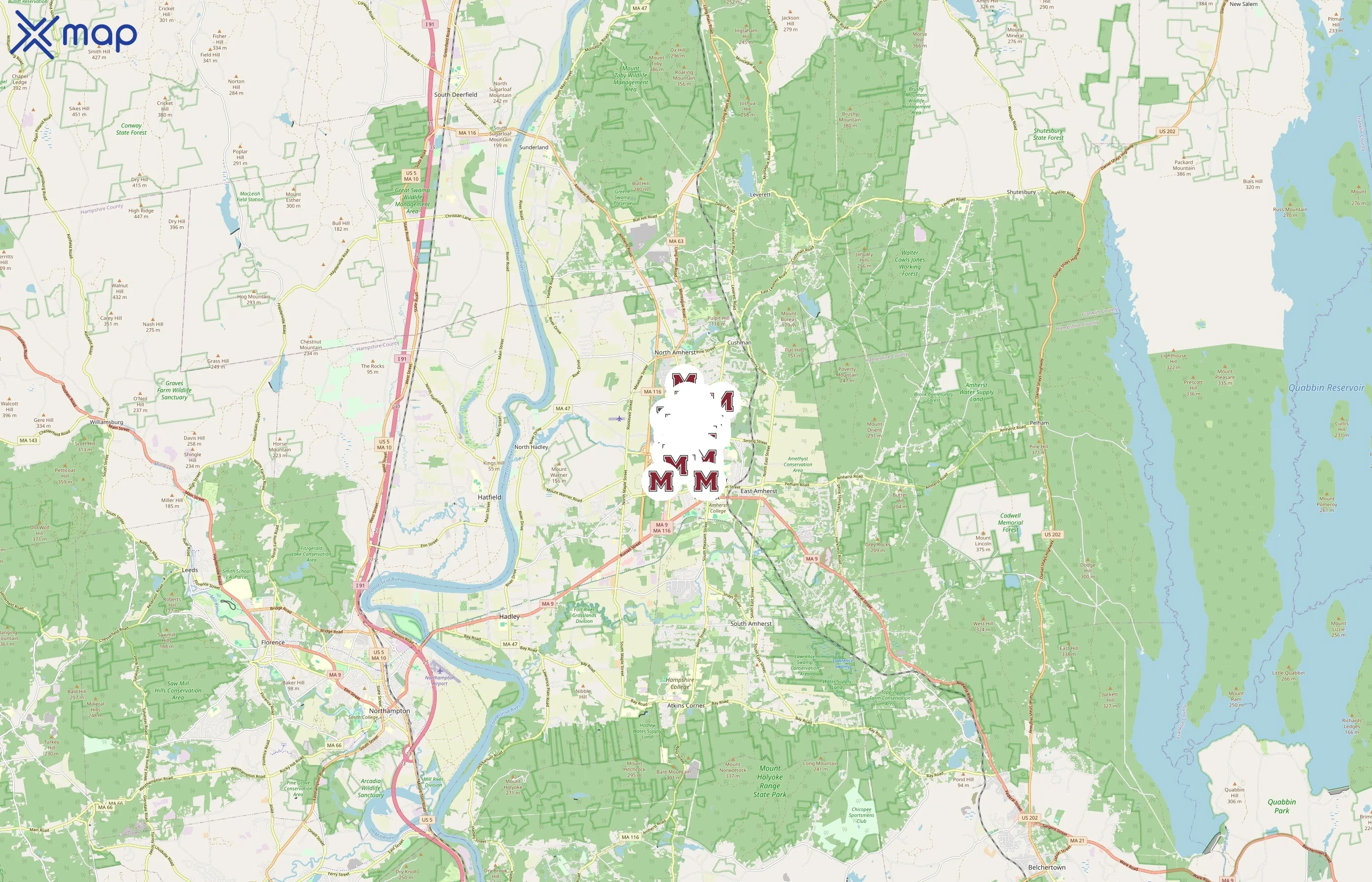 University of Massachusetts Amherst area coverage