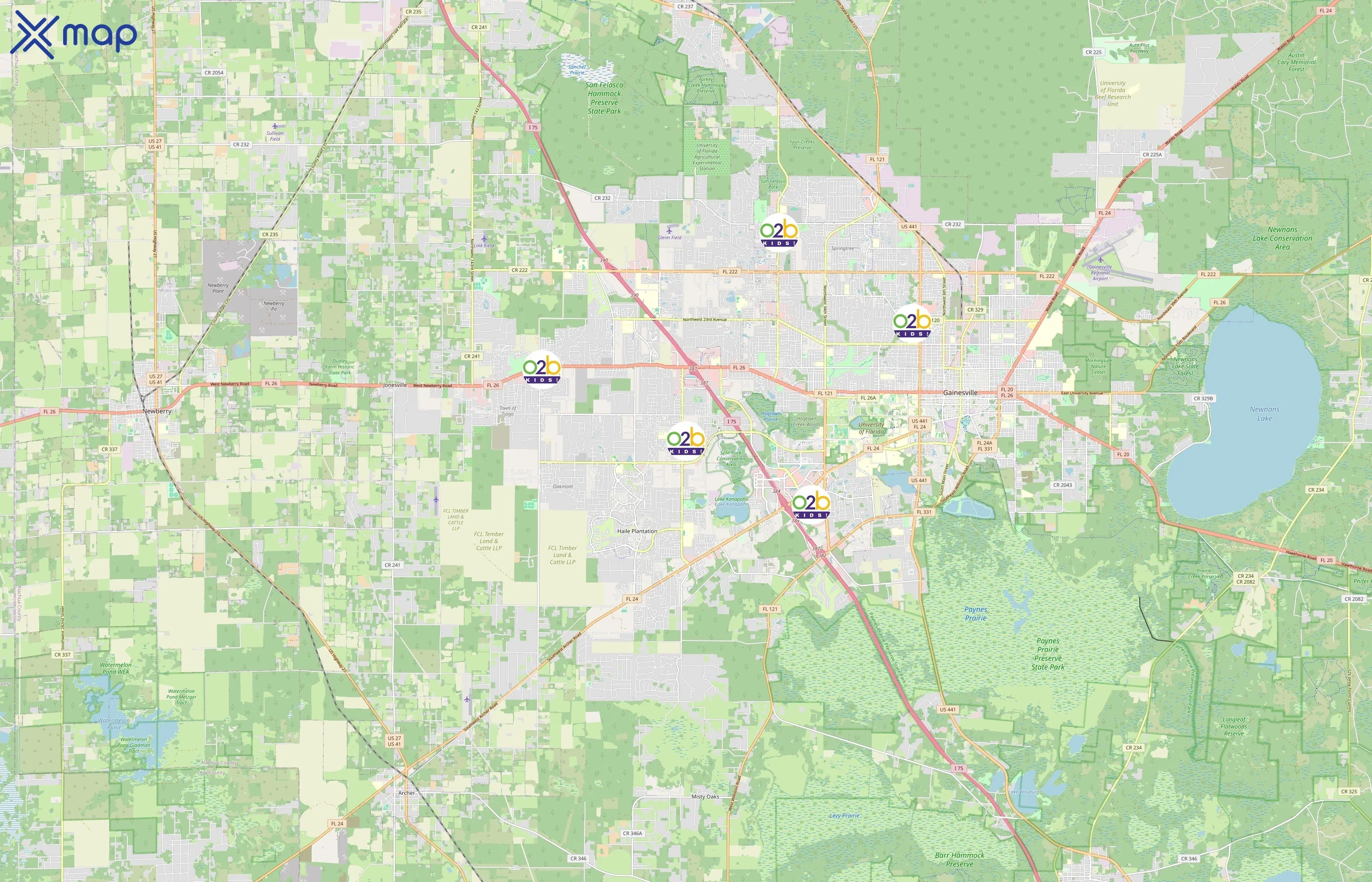 O2B Kids area coverage